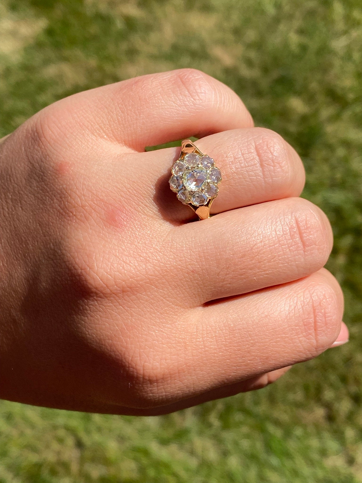 SOLD - The Running Springs: Georgian Yellow Gold Engagement Ring with Rose Cut Diamonds - Image 11