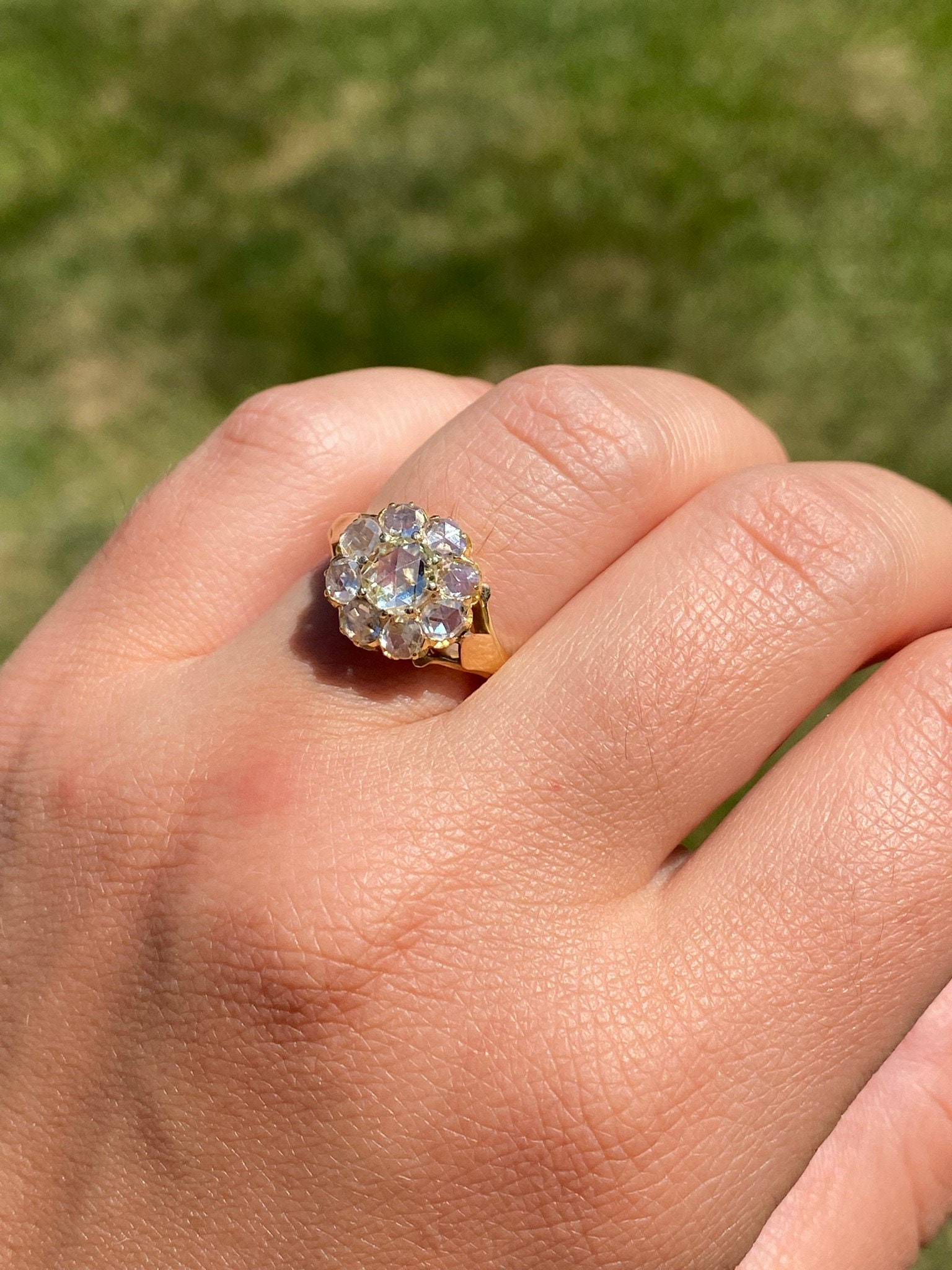 SOLD - The Running Springs: Georgian Yellow Gold Engagement Ring with Rose Cut Diamonds - Image 9