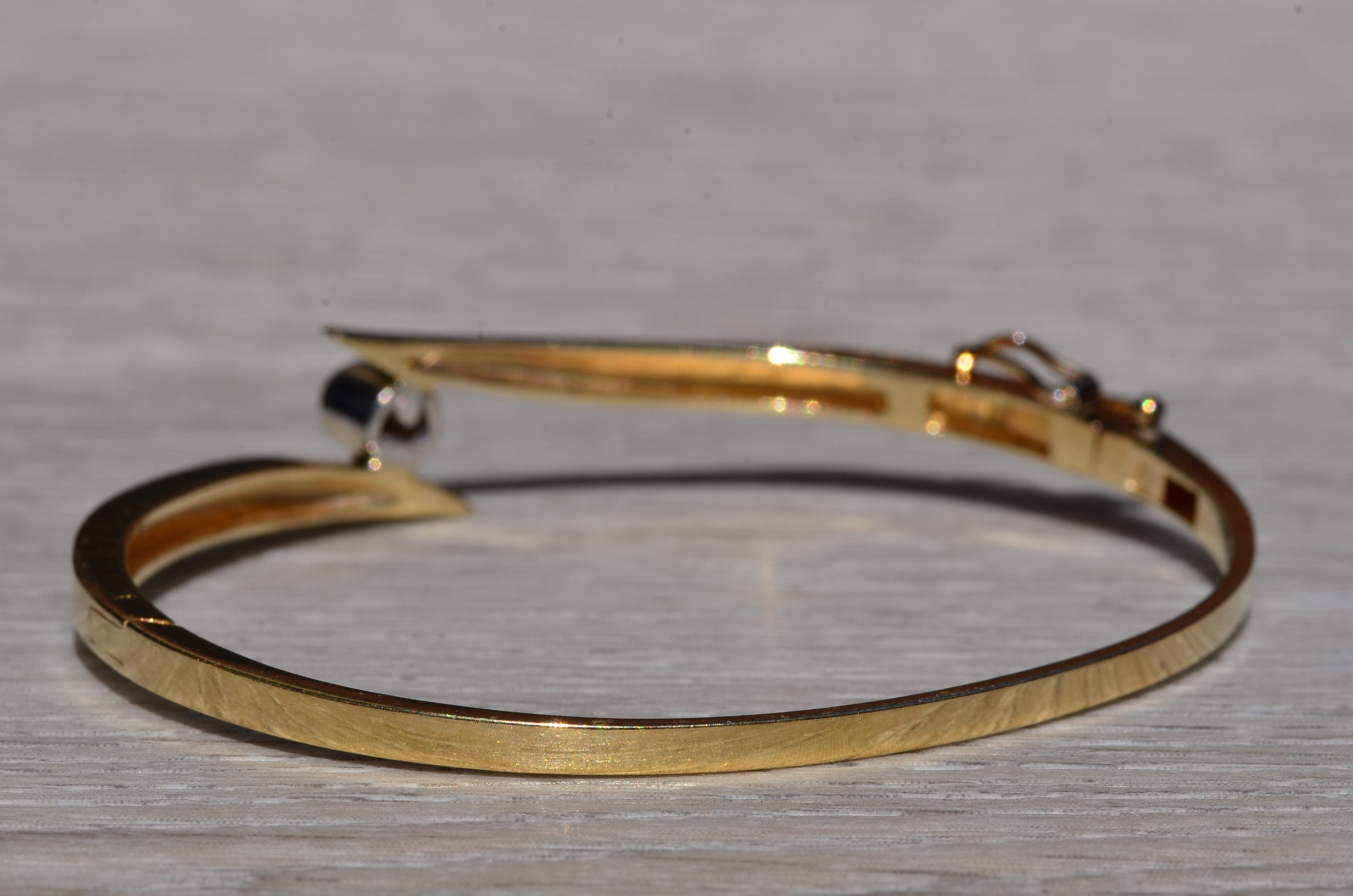 SOLD - The Delcambre: Yellow Gold and Diamond Bypass Bangle Bracelet - Image 4