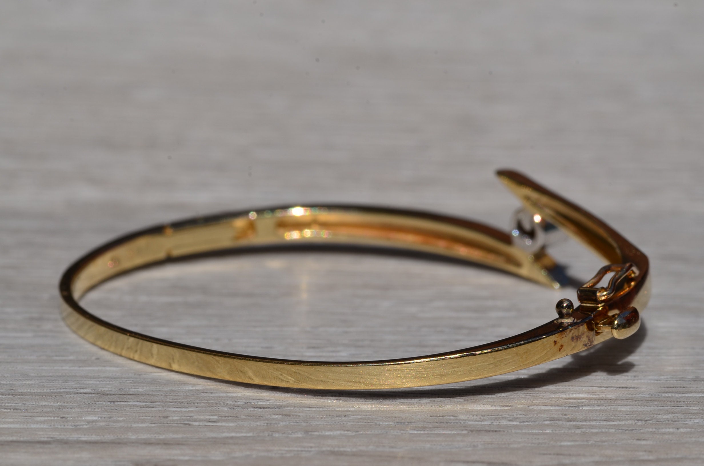 SOLD - The Delcambre: Yellow Gold and Diamond Bypass Bangle Bracelet - Image 5