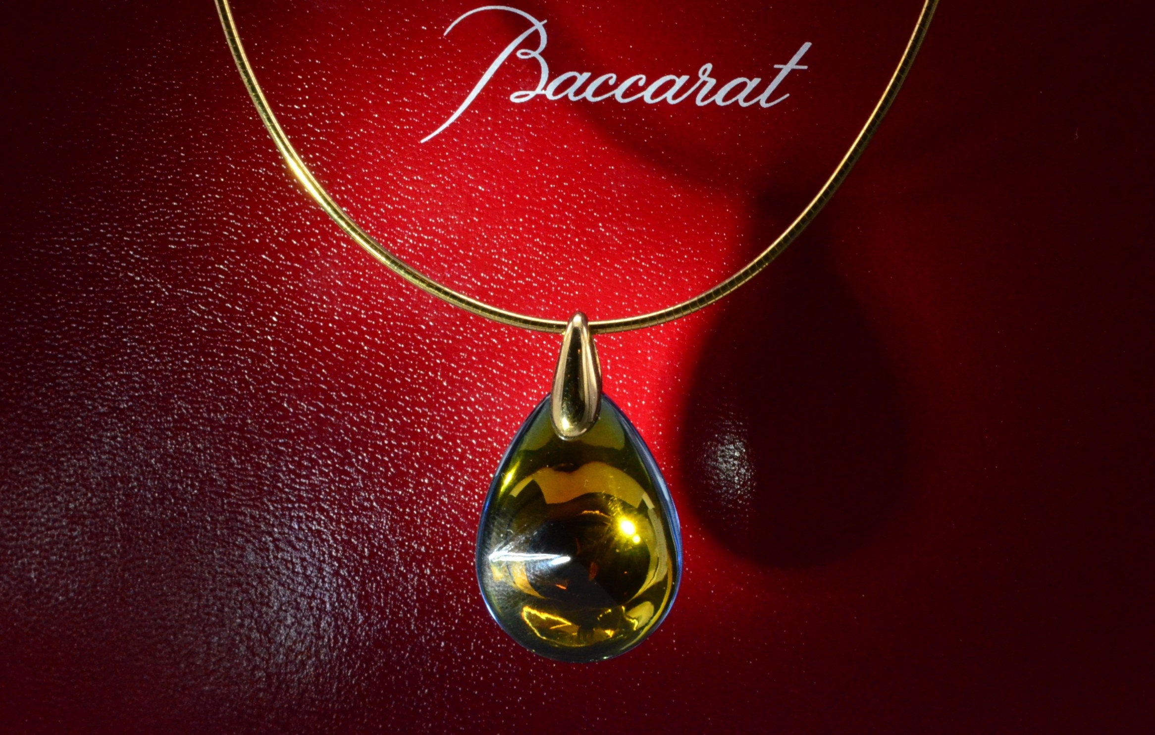 SOLD - The Baccarat: Baccarat Crystal Psydelic Yellow Gold Necklace - Image 2