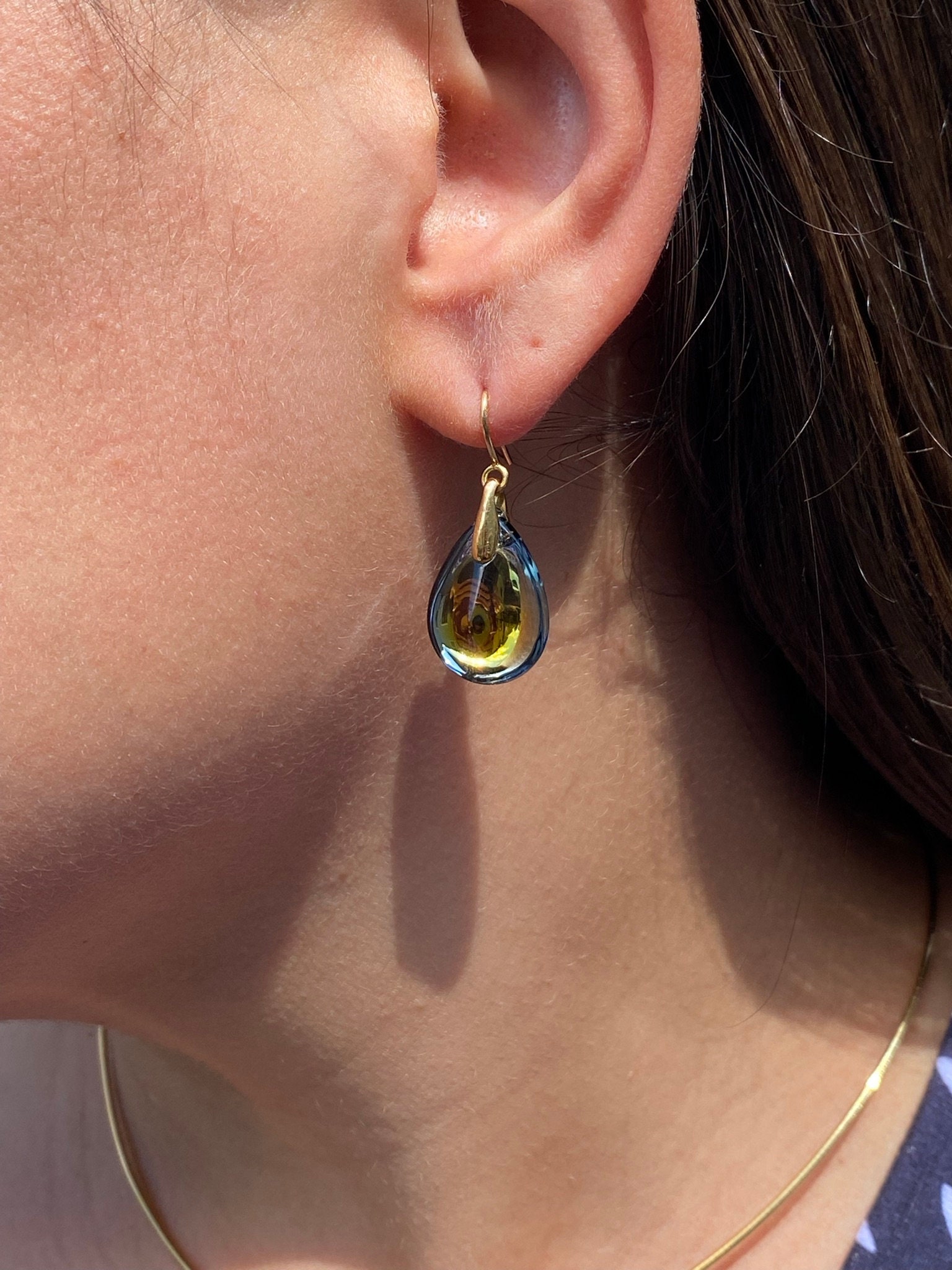 SOLD - The Baccarat Earrings: Baccarat Signed Psychedelic Earrings in Yellow Gold - Image 7