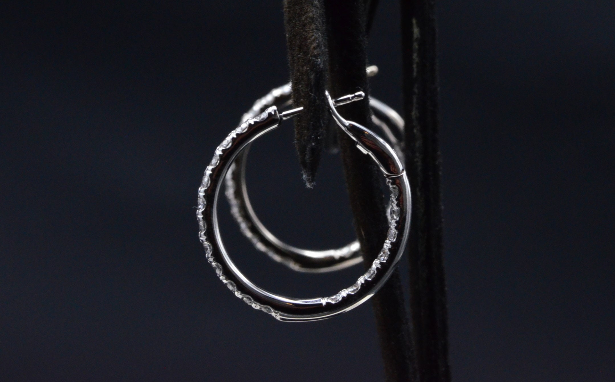 SOLD - The Metare: Inside Out Diamond Hoops in White Gold - Image 4