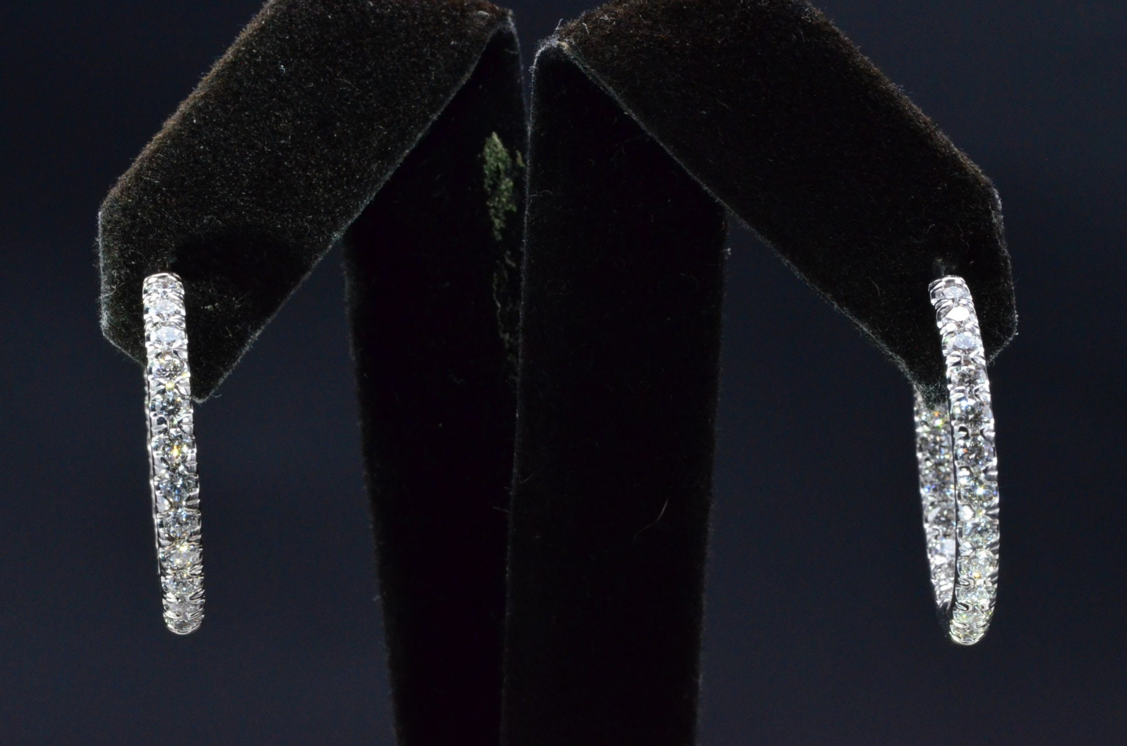 SOLD - The Metare: Inside Out Diamond Hoops in White Gold - Image 3