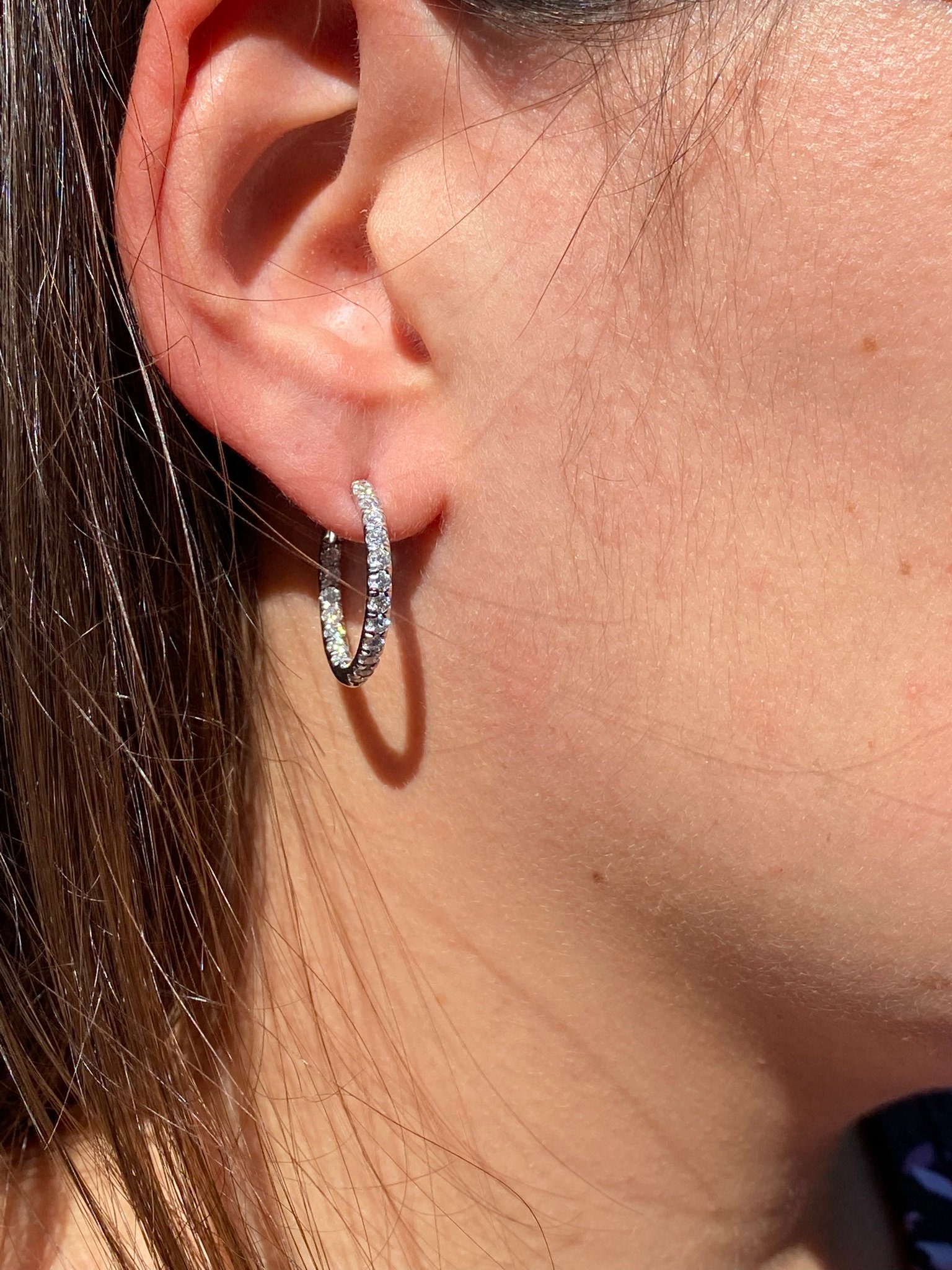 SOLD - The Metare: Inside Out Diamond Hoops in White Gold - Image 6