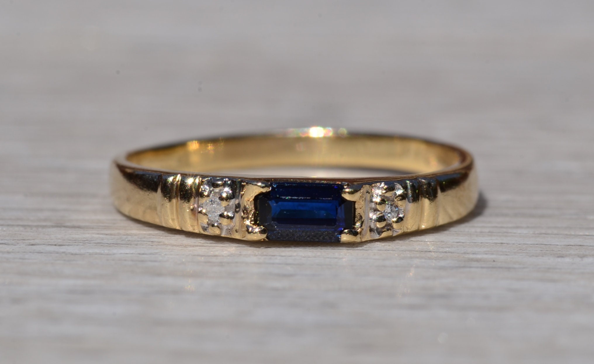 SOLD - The Clotho: Natural Sapphire and Diamond Stackable Ring - Image 2