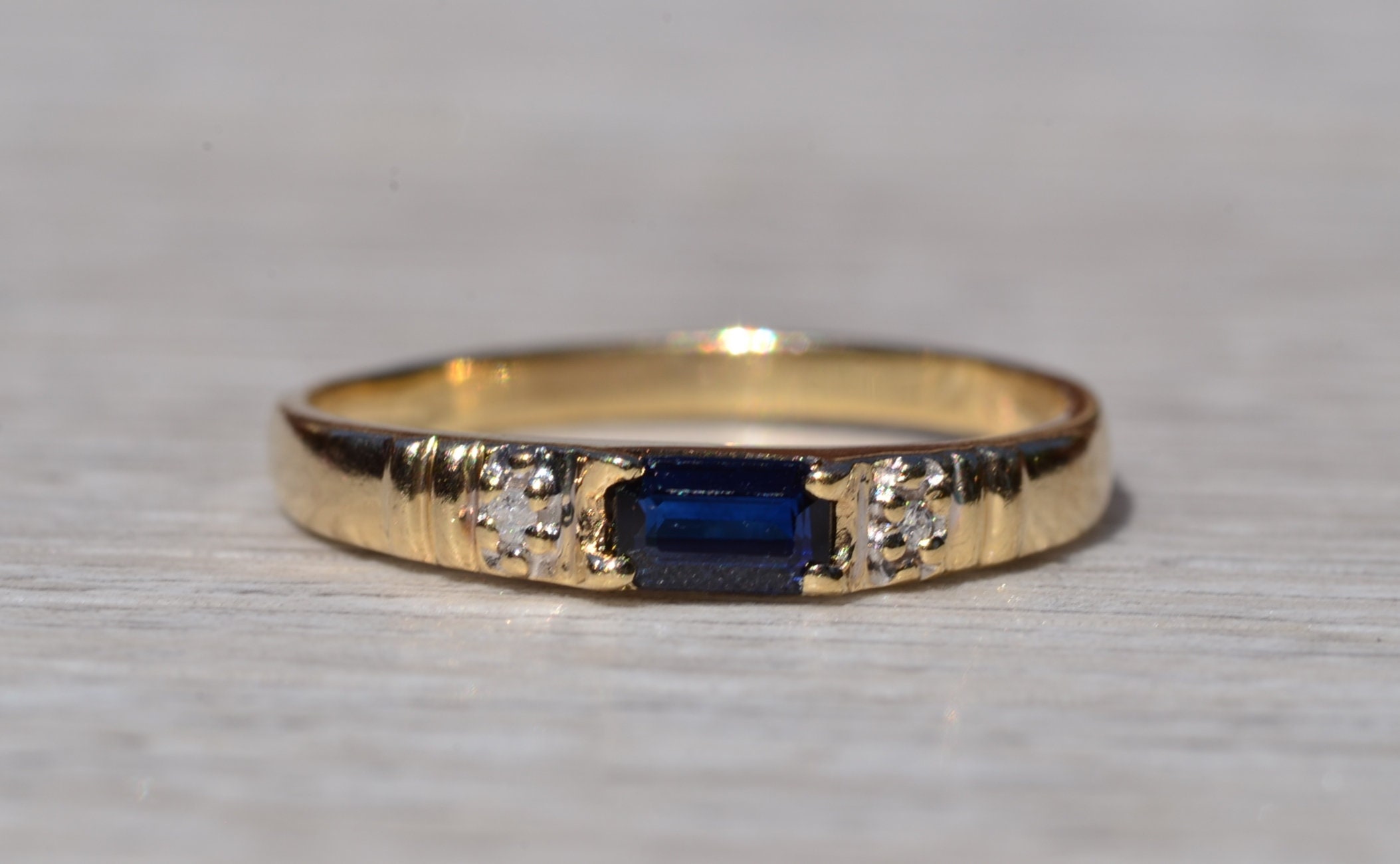 SOLD - The Clotho: Natural Sapphire and Diamond Stackable Ring - Image 7
