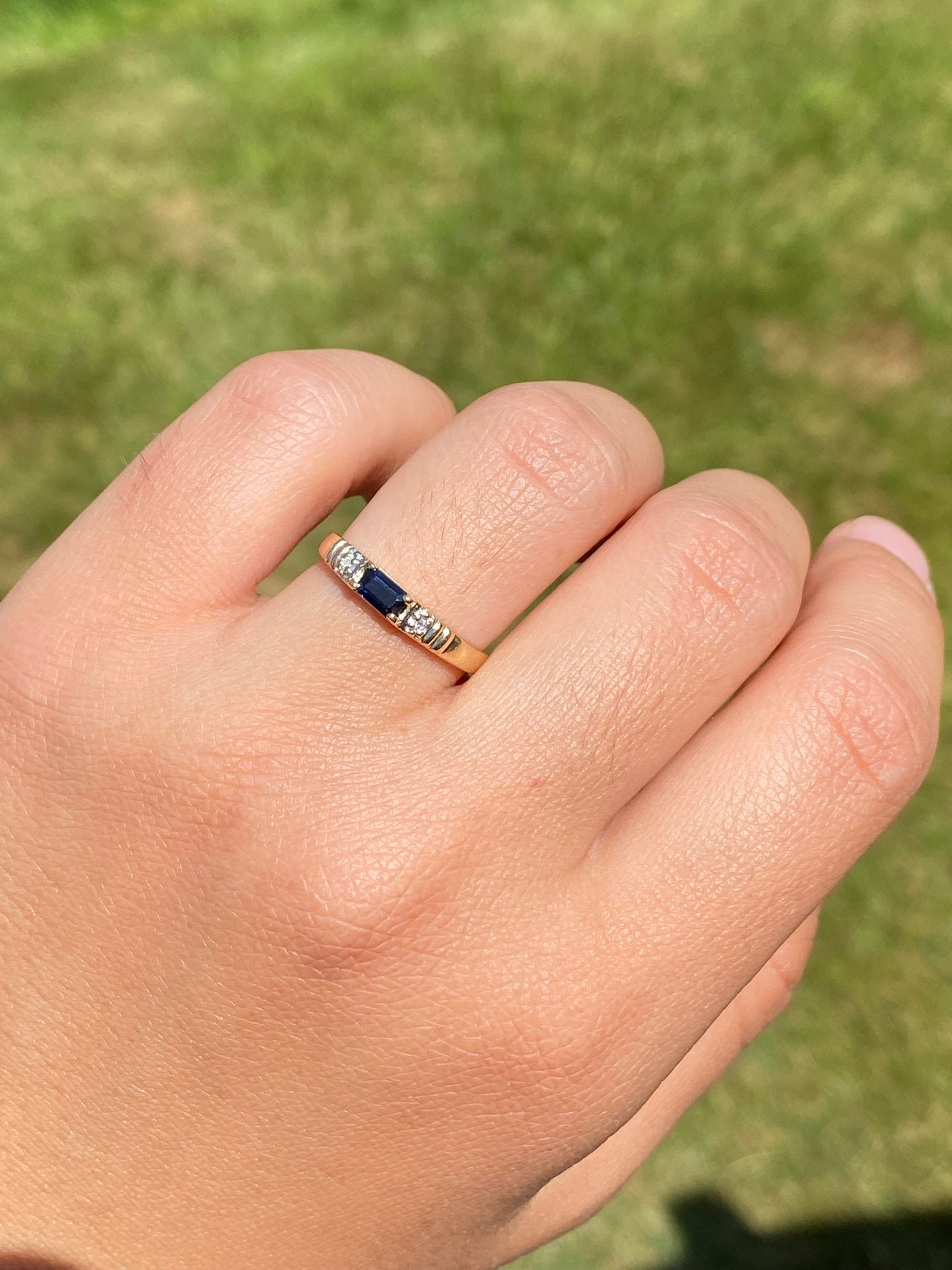 SOLD - The Clotho: Natural Sapphire and Diamond Stackable Ring - Image 10