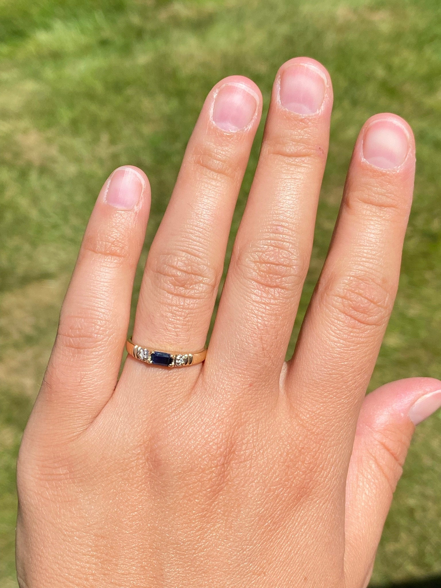 SOLD - The Clotho: Natural Sapphire and Diamond Stackable Ring - Image 8