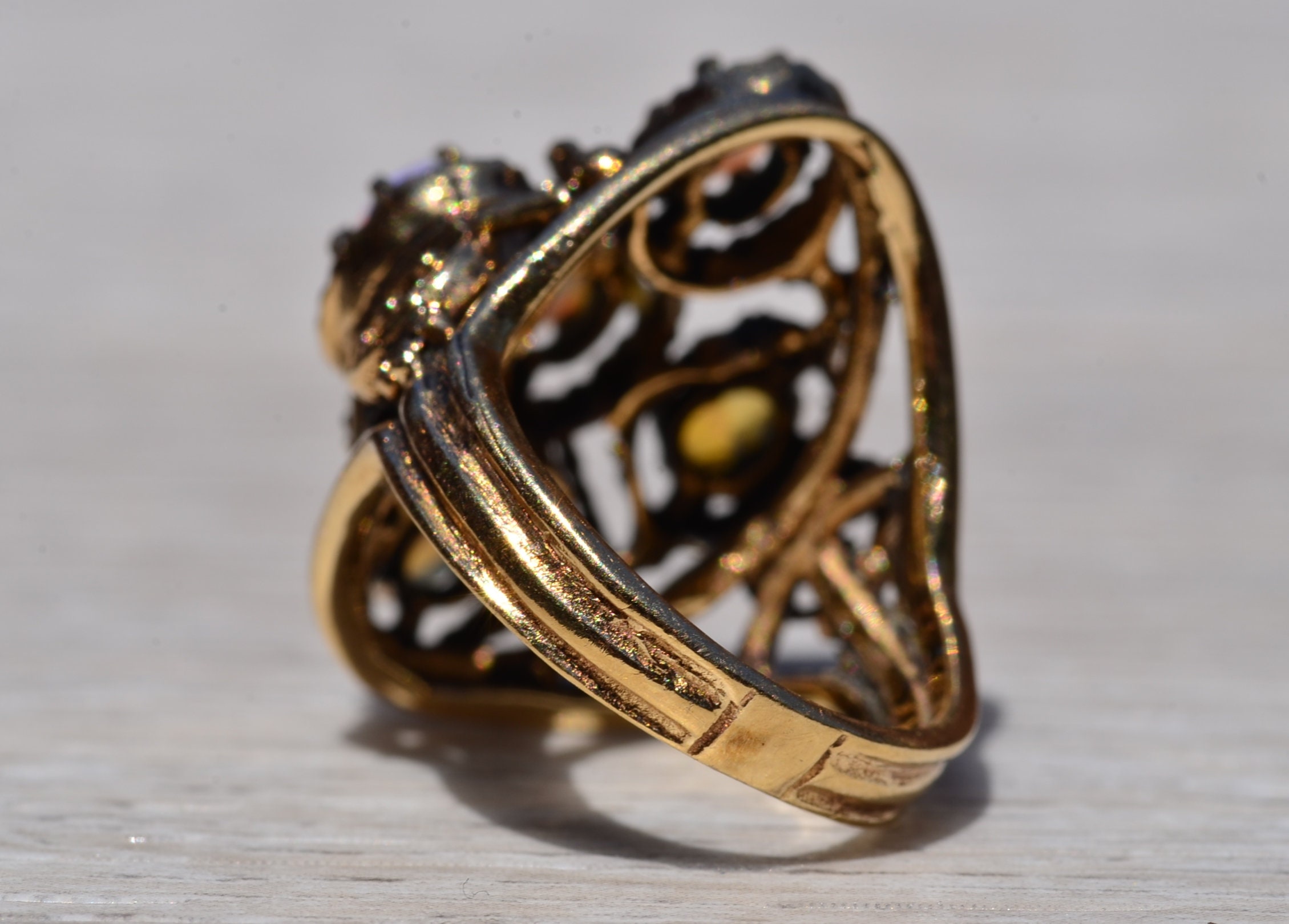 SOLD - The Madera: Australian Opal Mid Century Yellow Gold Ring - Image 4