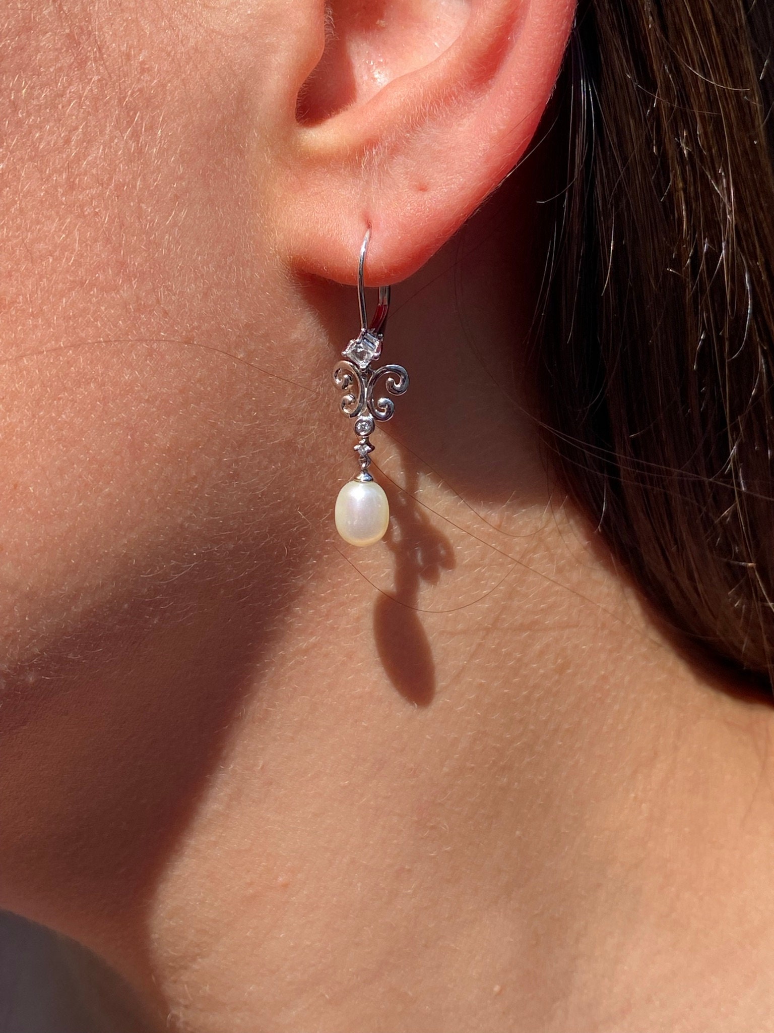 SOLD - The Pearl River: Fresh Water Pearl Dangler Earrings - Image 5