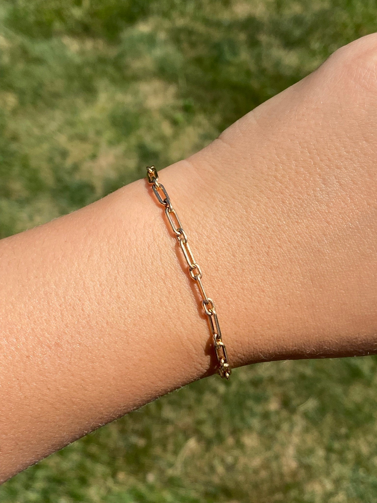 SOLD - The Elberta: Antique Rose Gold Specialty Paperclip Bracelet - Image 4