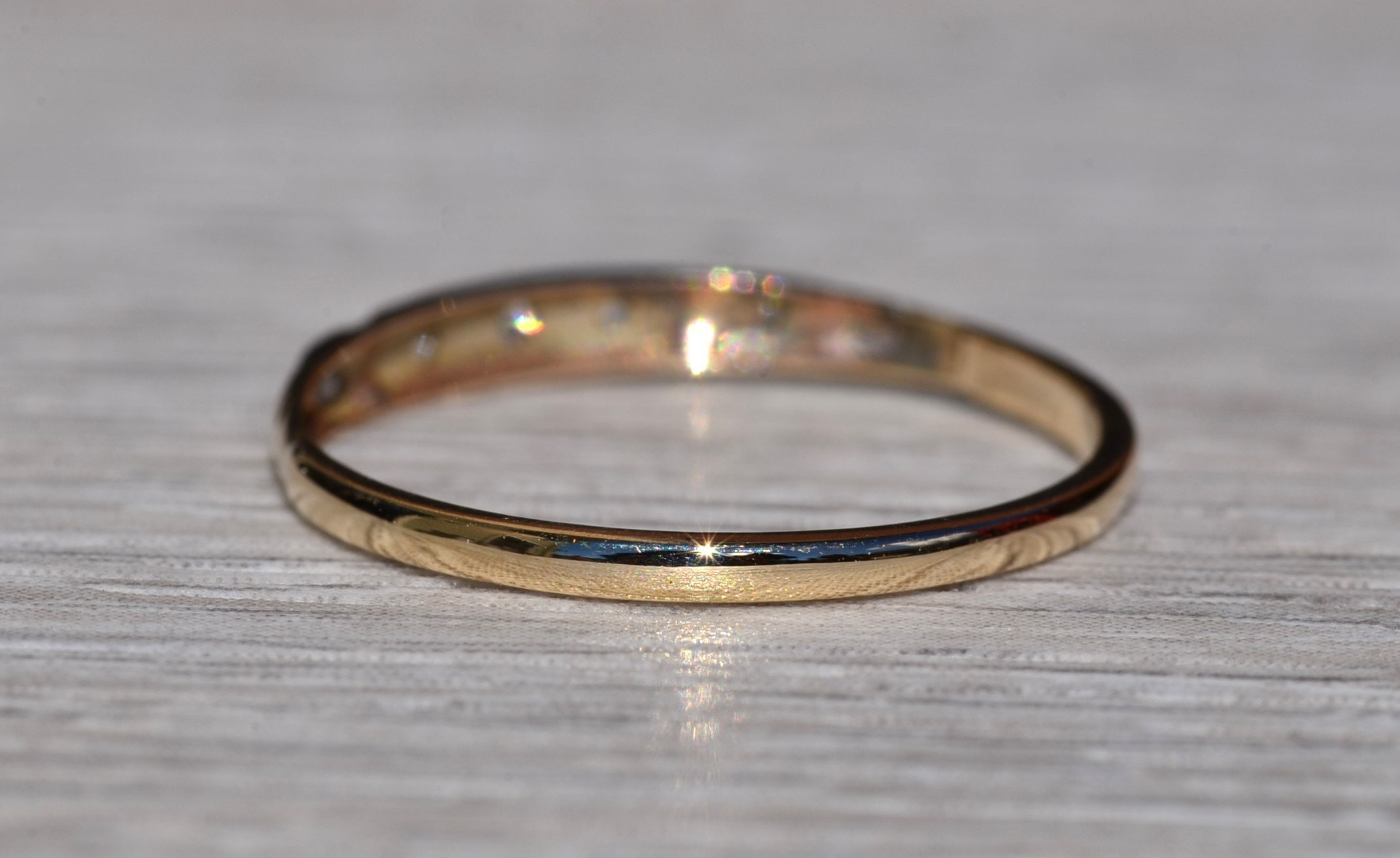 SOLD - The Josephine: Antique Two Tone Diamond Stackable Band - Image 4