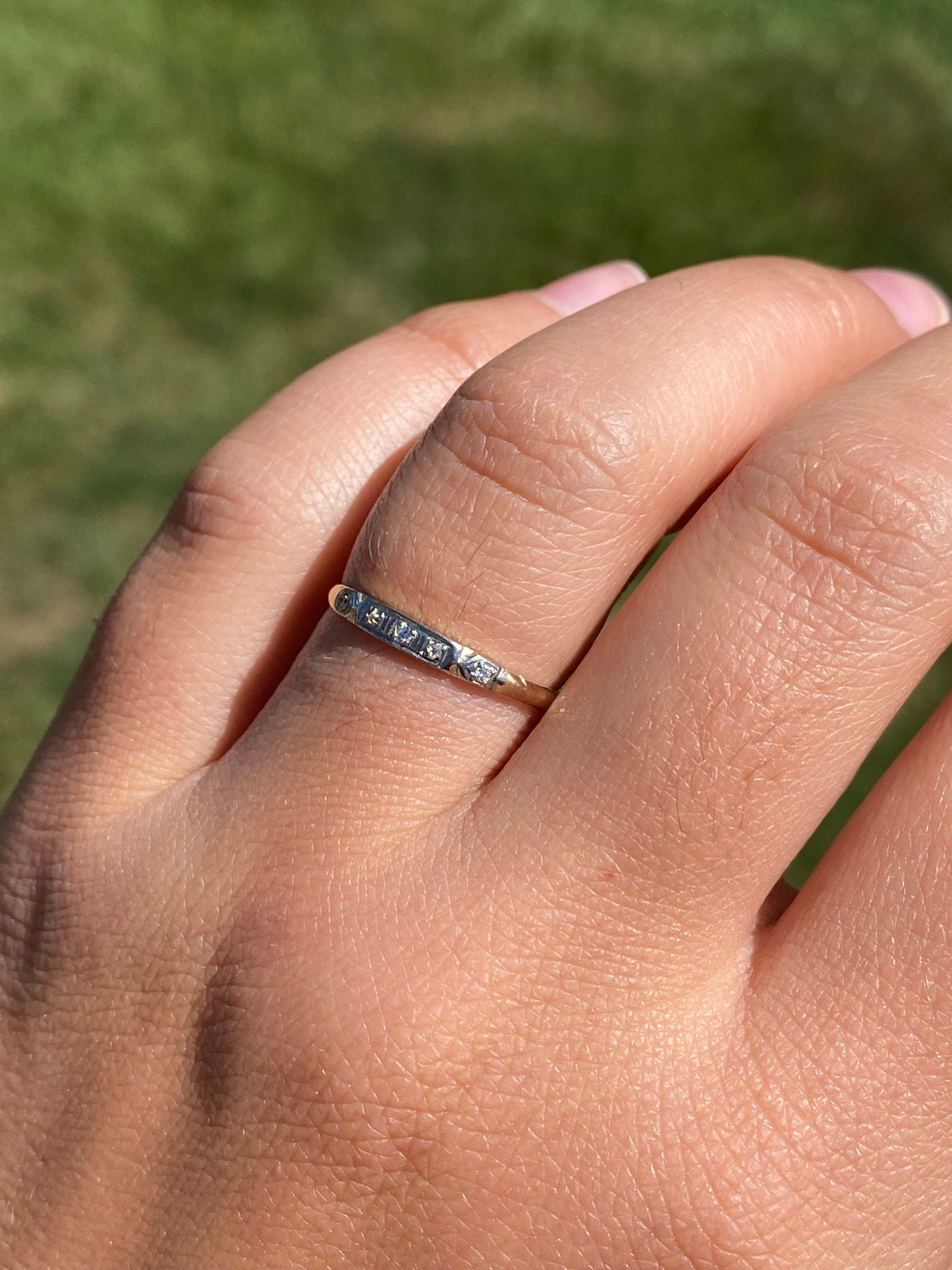 SOLD - The Josephine: Antique Two Tone Diamond Stackable Band - Image 9