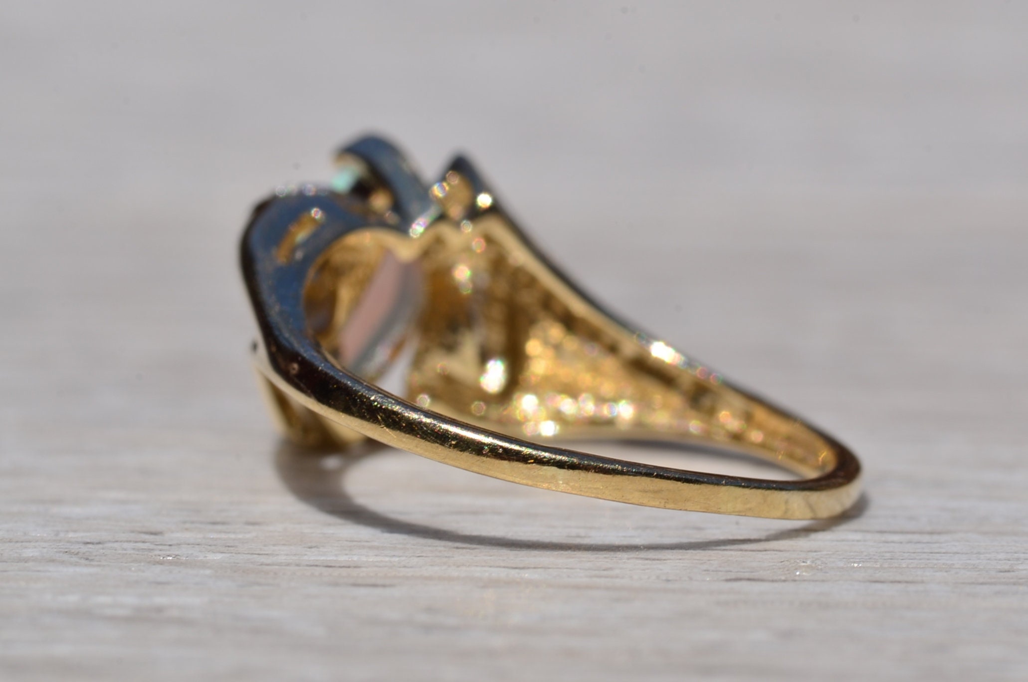 The Cortez: Navette Opal and Diamond Ring in Yellow Gold - Image 4