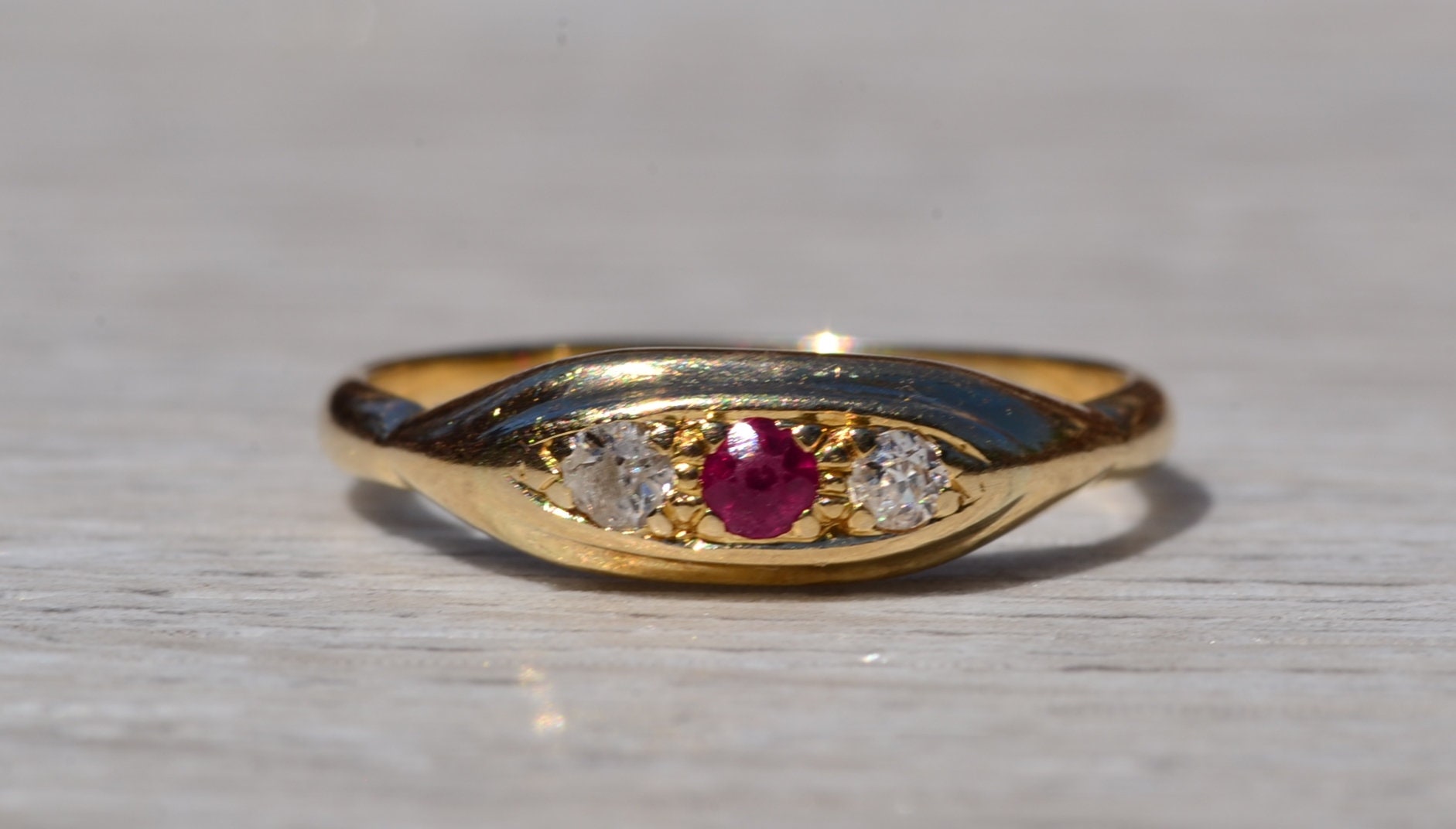 SOLD - The Cressey: Antique Ruby and Diamond Ring - Image 2