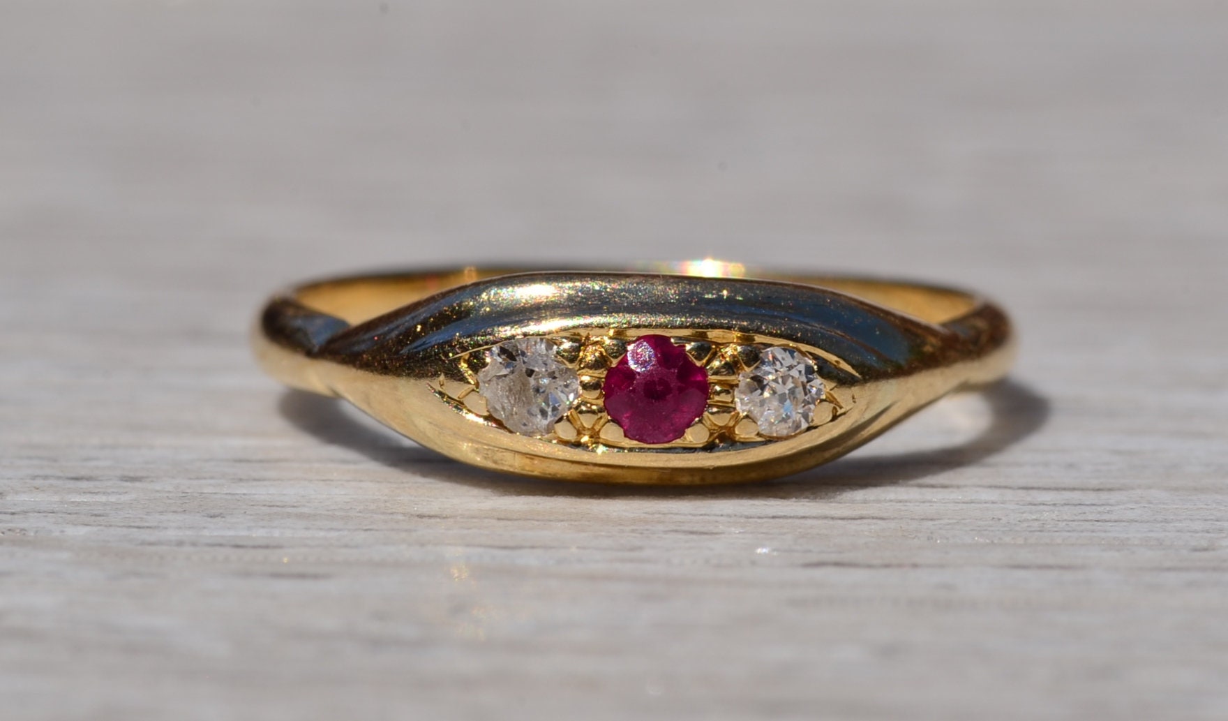 SOLD - The Cressey: Antique Ruby and Diamond Ring - Image 6