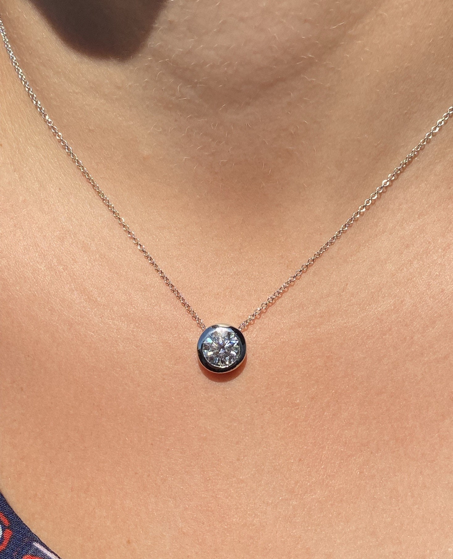 SOLD - The Claribel: Solitaire Natural Diamond Necklace with 1.75 carat Round Brilliant Cut Diamond - Image 4