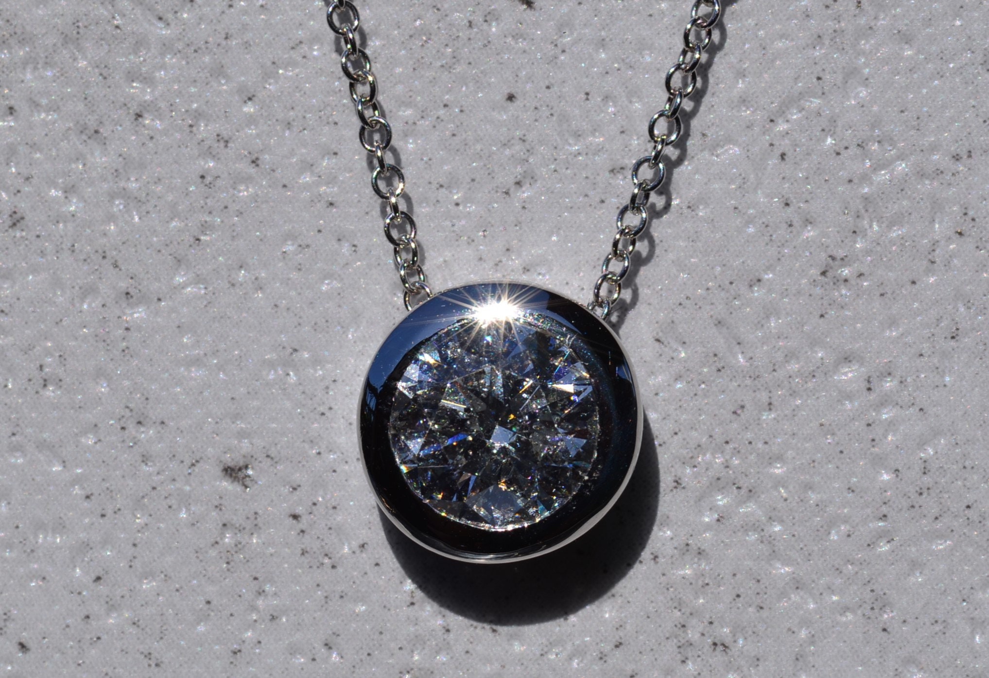 SOLD - The Claribel: Solitaire Natural Diamond Necklace with 1.75 carat Round Brilliant Cut Diamond - Image 2