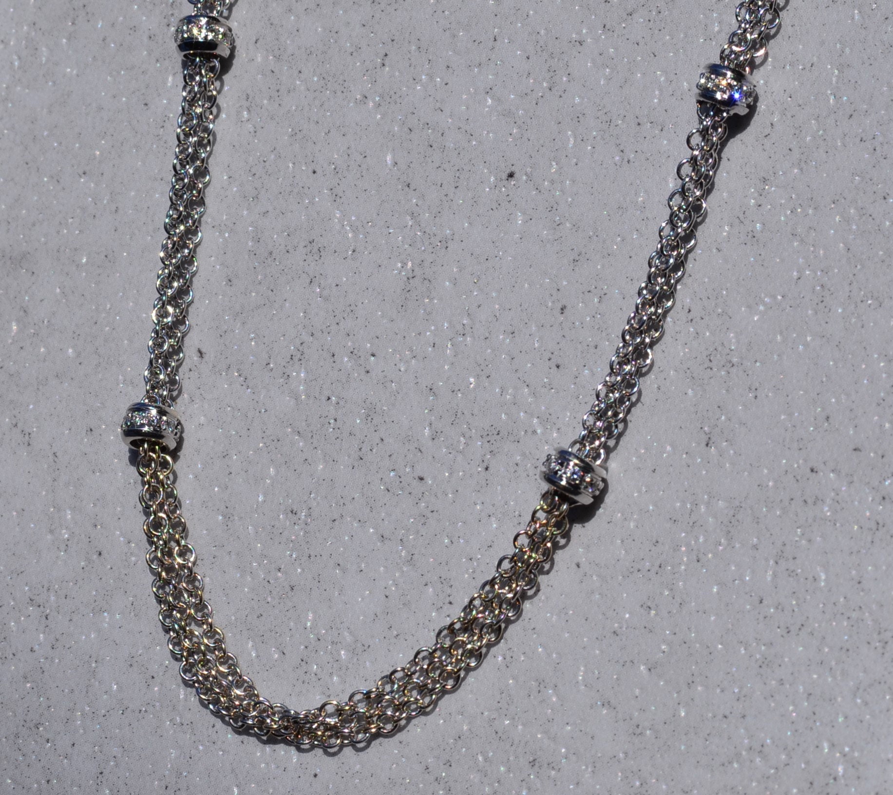 The Adela: Multi-Strand Diamond Station Chain in White Gold - Image 3