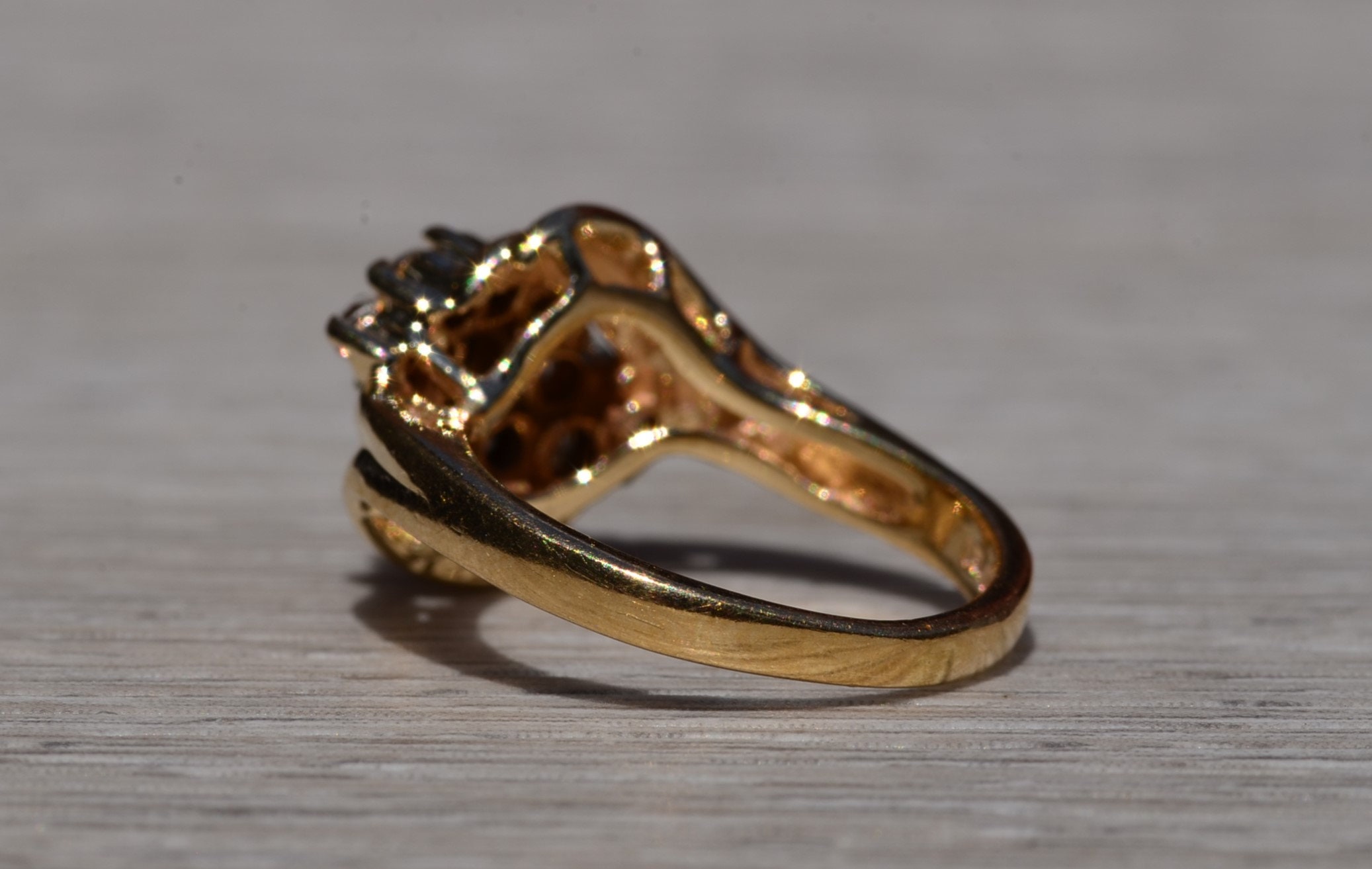 The Franklin: Yellow Gold Diamond Bypass Cocktail Ring - Image 4