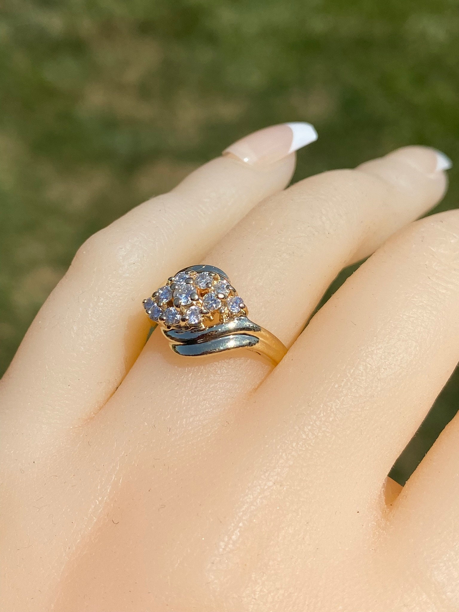The Franklin: Yellow Gold Diamond Bypass Cocktail Ring - Image 9