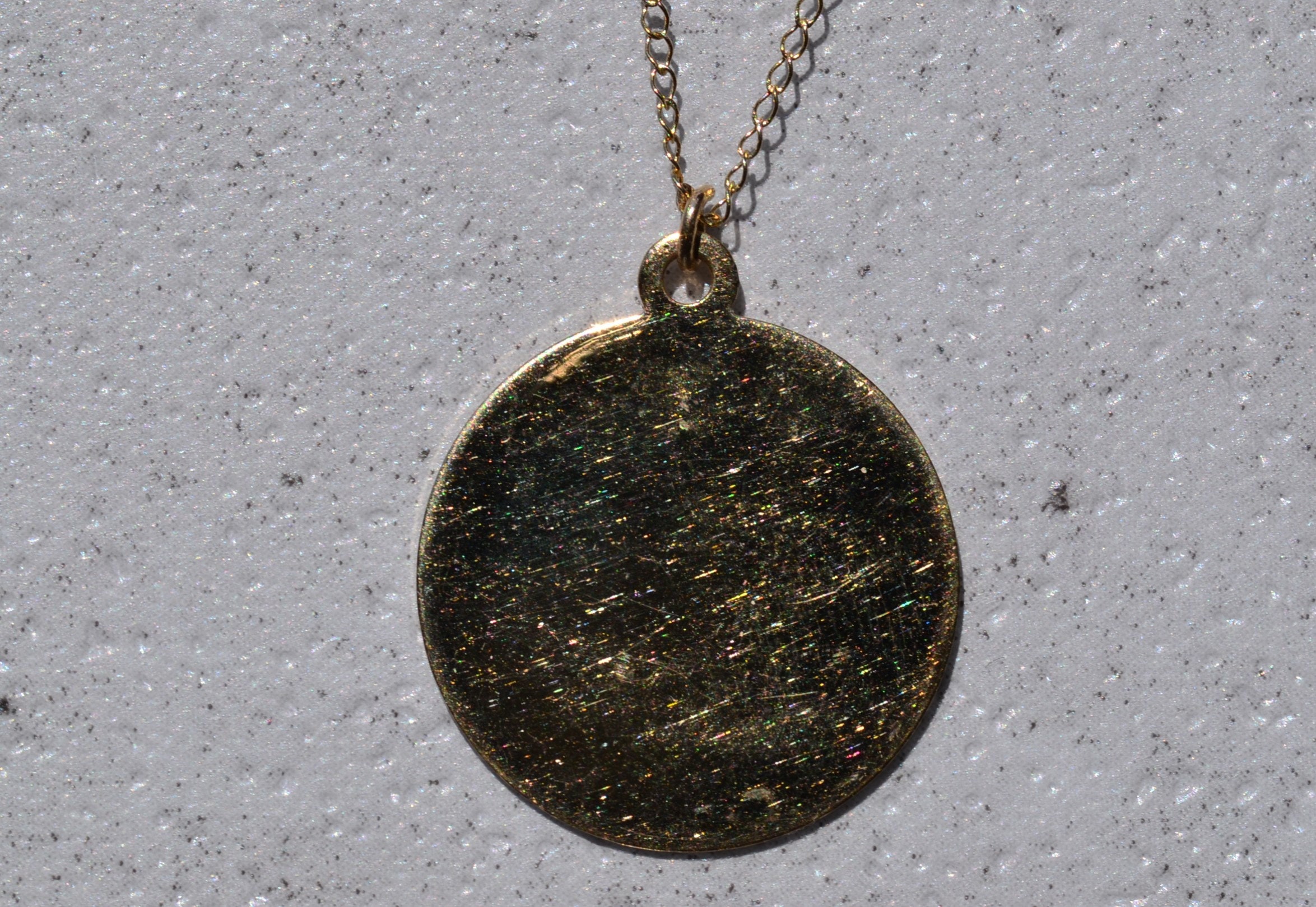 The Valley Oak: Yellow Gold Engravable Disk Necklace - Image 2