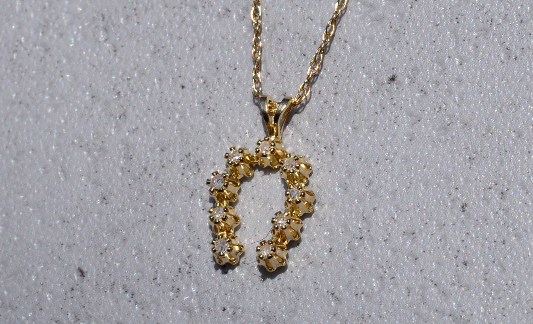 SOLD - The Pinole: Yellow Gold and Diamond Horseshoe Necklace - Image 3