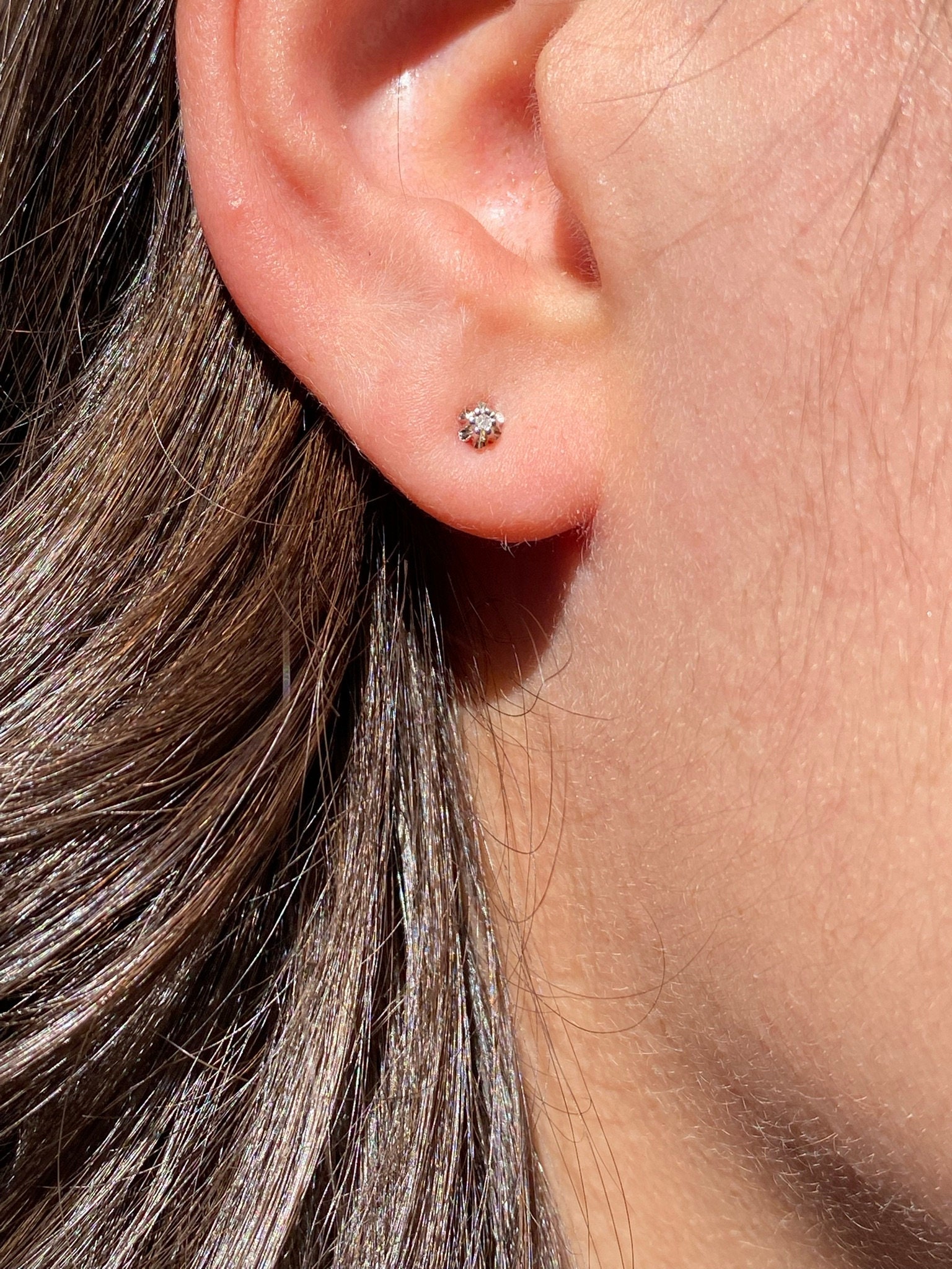 SOLD - The Suisun Bay: Butter Cup Diamond Stud Earrings - Image 4