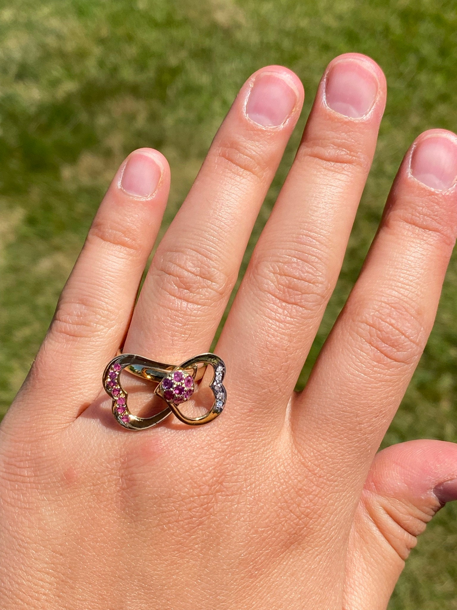 SOLD - The Spin: Yellow Gold Ruby and Diamond Spinner Ring - Image 8
