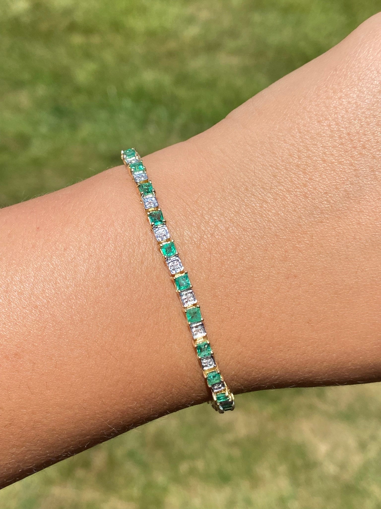 SOLD - The Downtown Chandler: Natural Emerald and Diamond Bracelet - Image 4