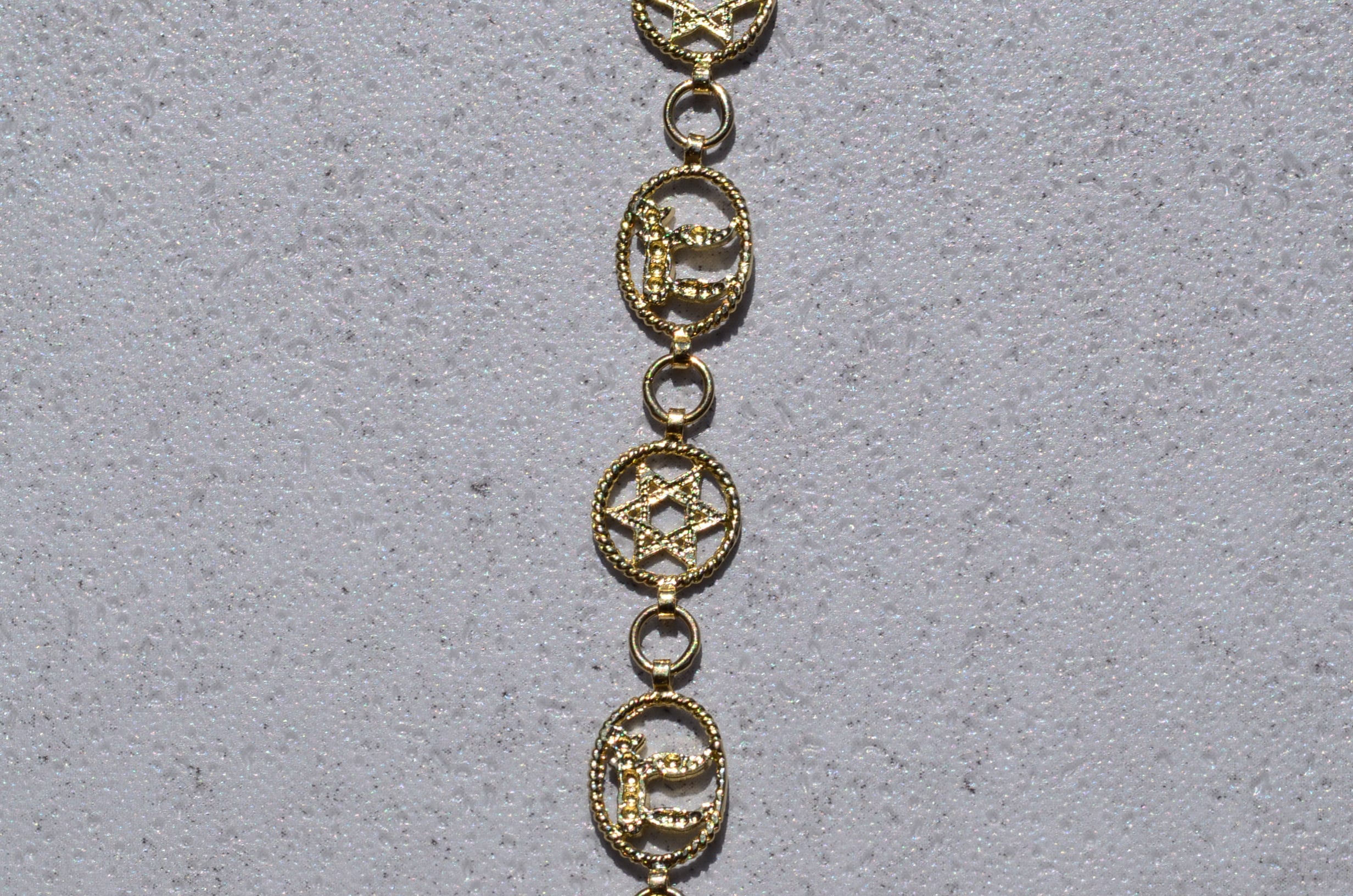 SOLD - The Sun Lakes: Chai and Star of David Bracelet in Yellow Gold - Image 2