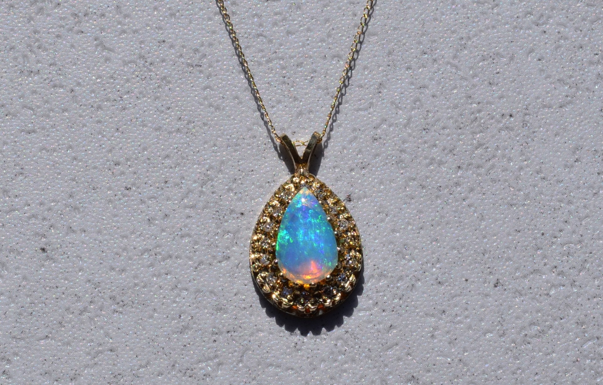 SOLD - The Montopolis: Australian Opal and Diamond Pendant - Image 2