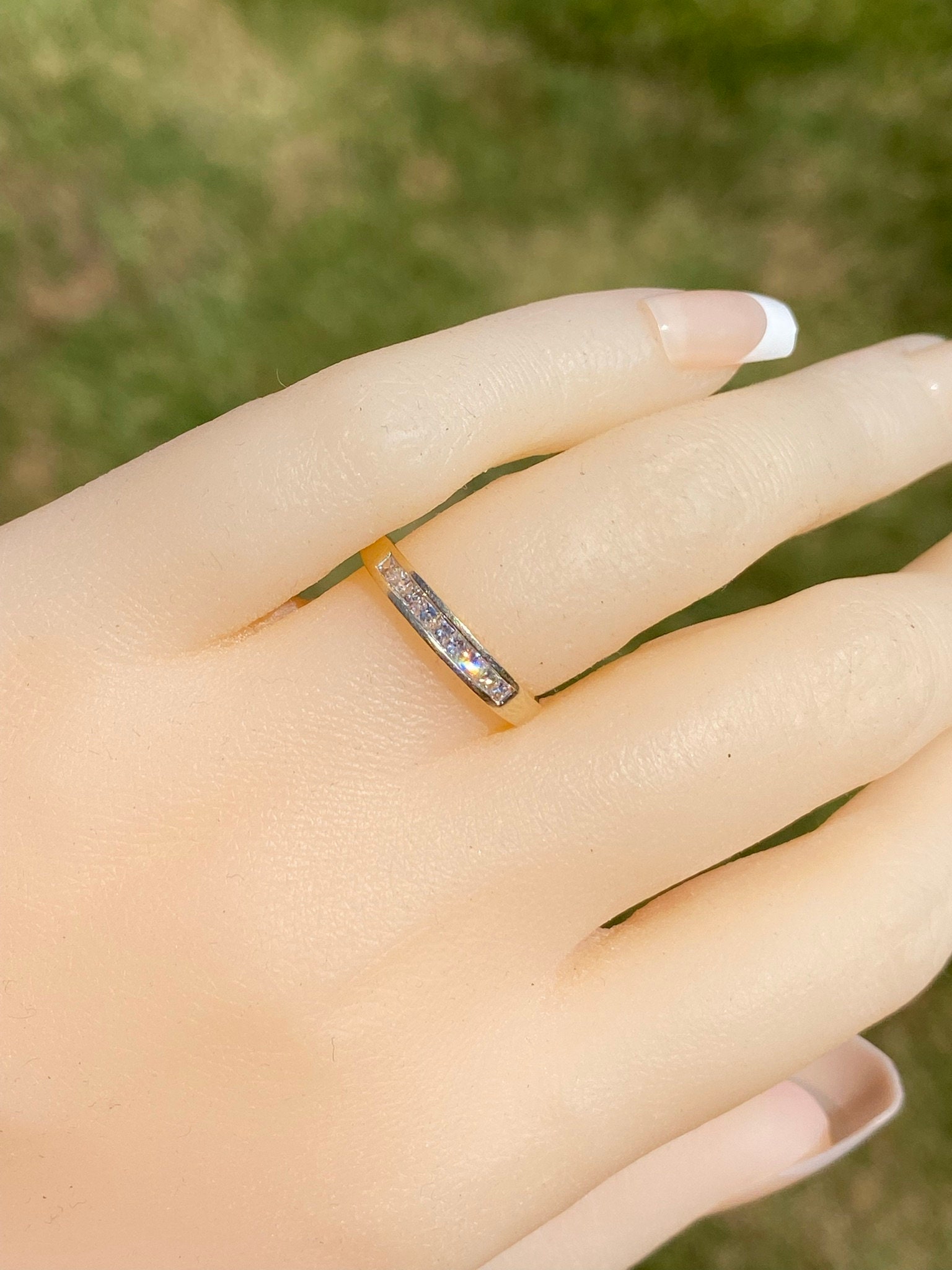 SOLD - The League City: Yellow Gold Princess Cut Diamond Band - Image 10