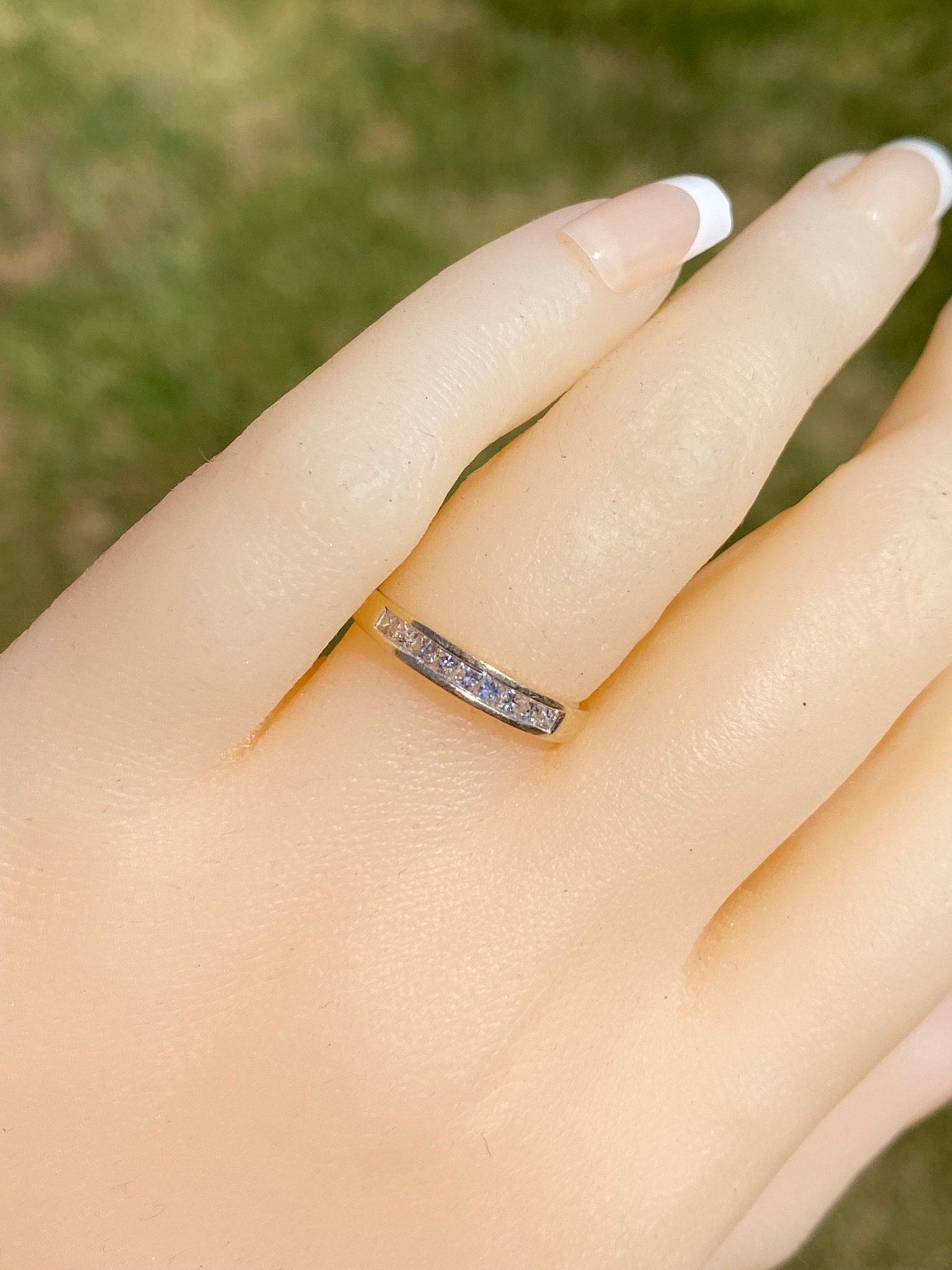 SOLD - The League City: Yellow Gold Princess Cut Diamond Band - Image 8