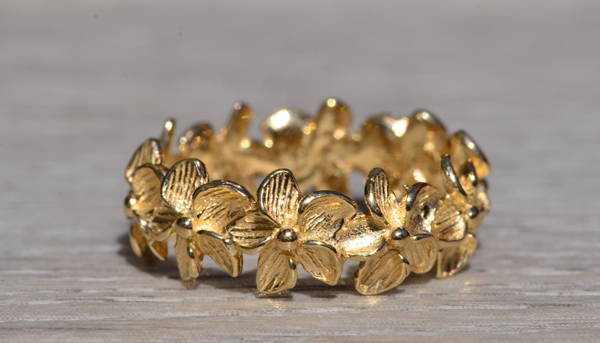 SOLD - The Galveston: Yellow Gold Floral Eternity Band in Yellow Gold - Image 3