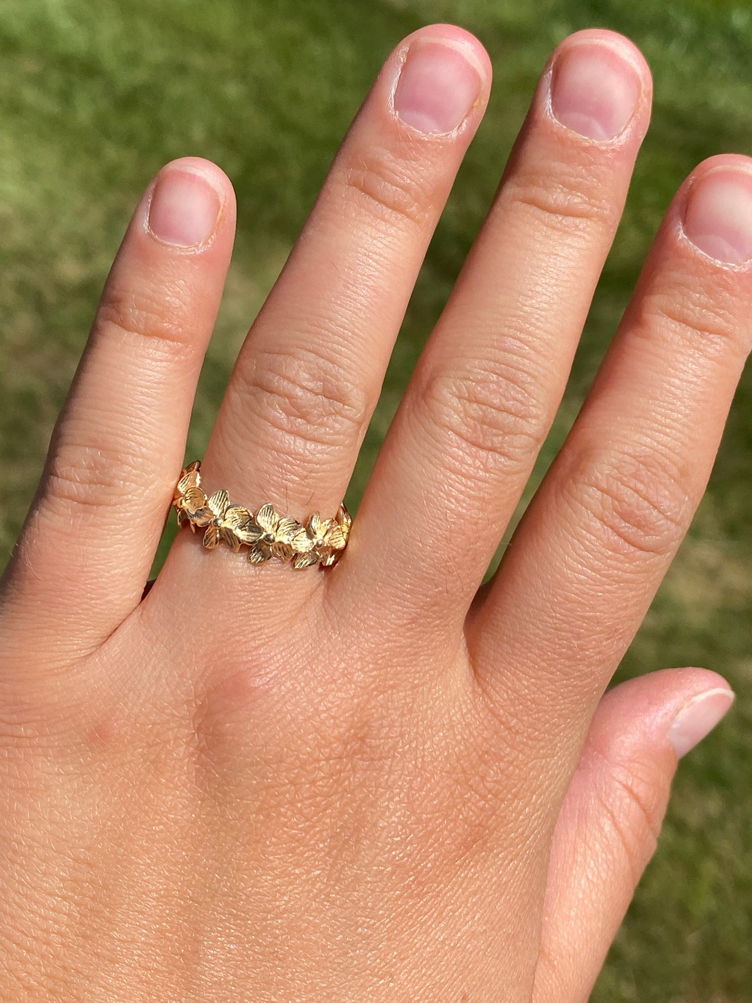 SOLD - The Galveston: Yellow Gold Floral Eternity Band in Yellow Gold - Image 5
