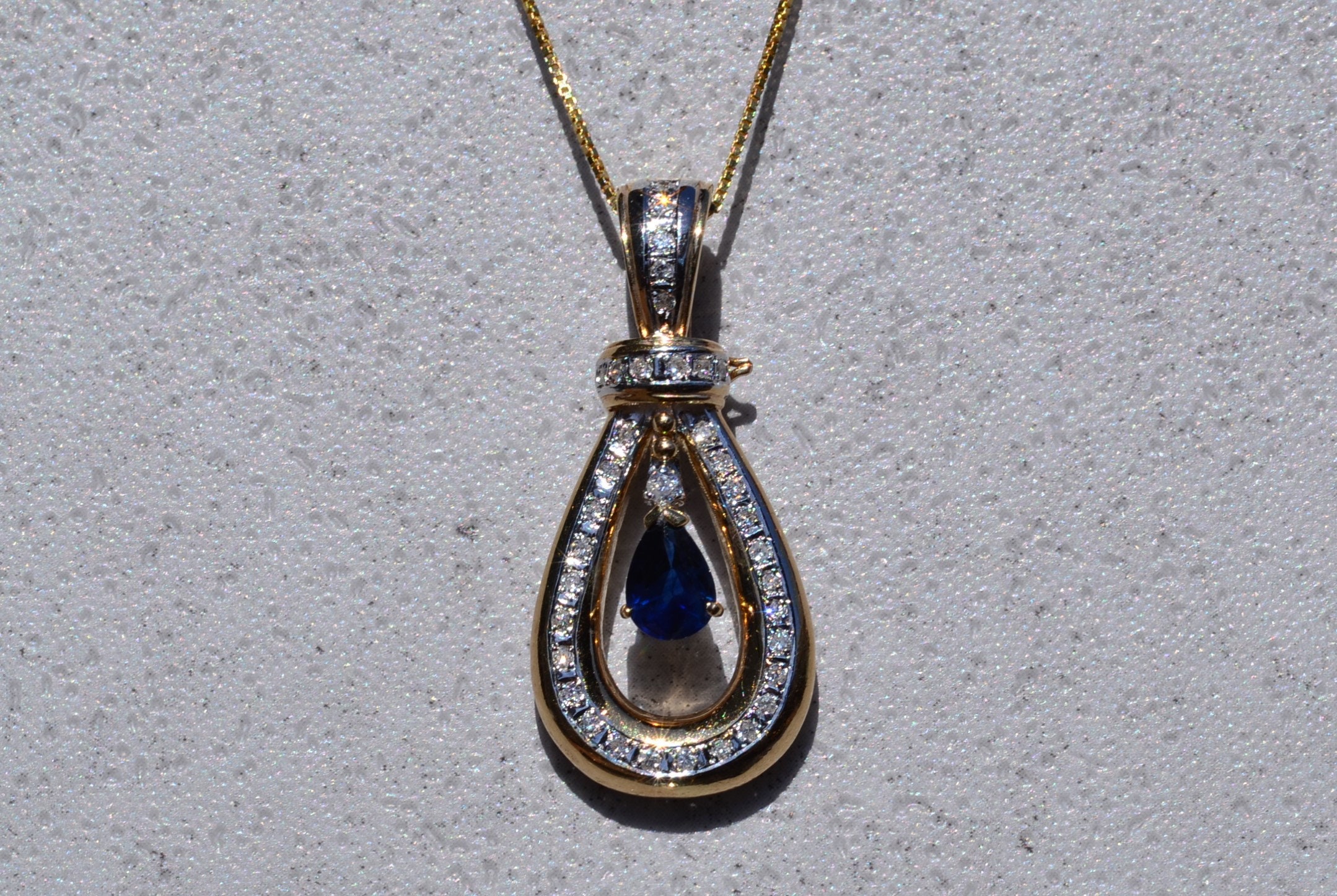 The Gretna: Sapphire and Diamond Necklace in Yellow Gold - Image 2