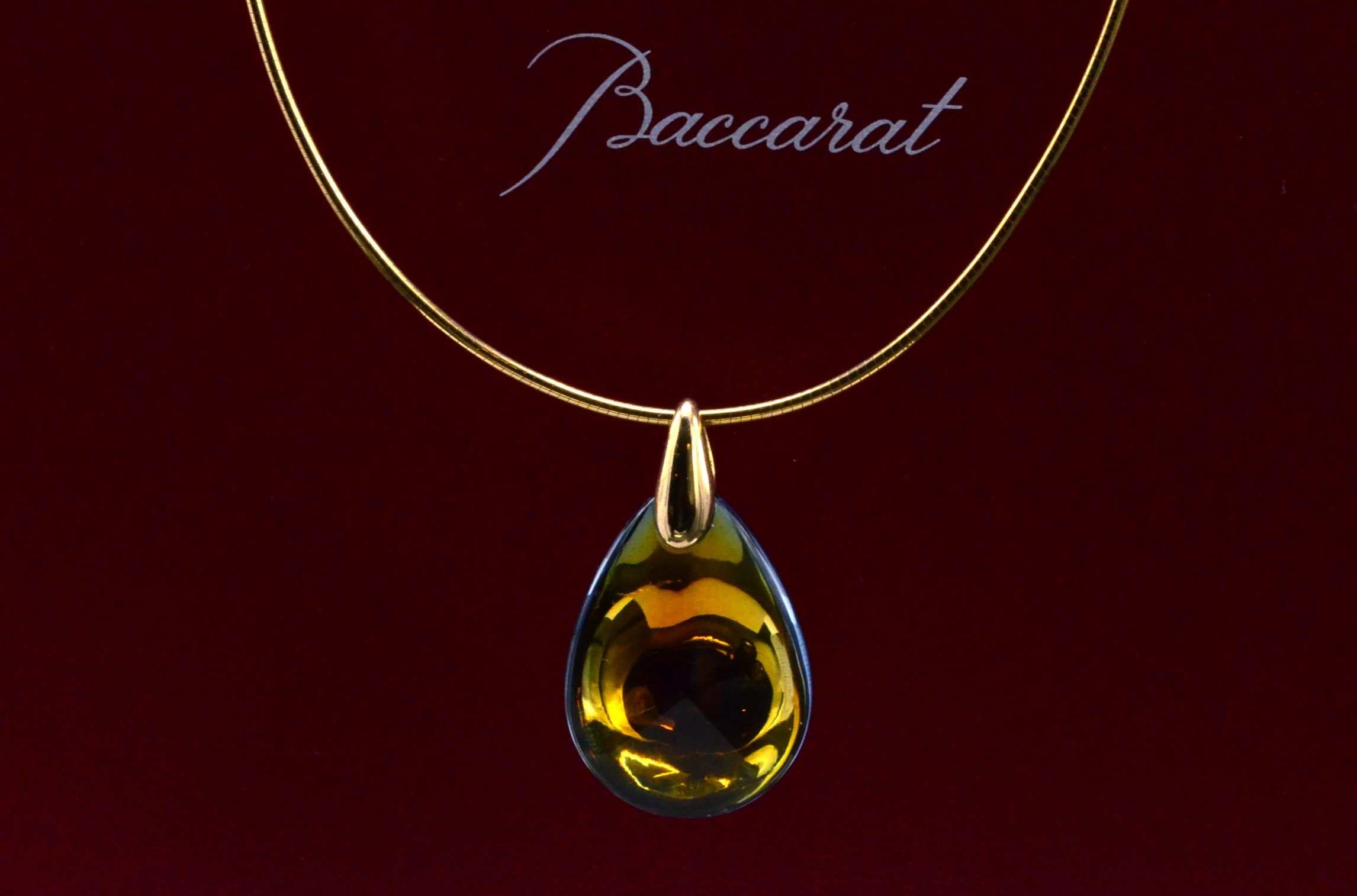 SOLD - The Baccarat: Baccarat Crystal Psydelic Yellow Gold Necklace - Image 5