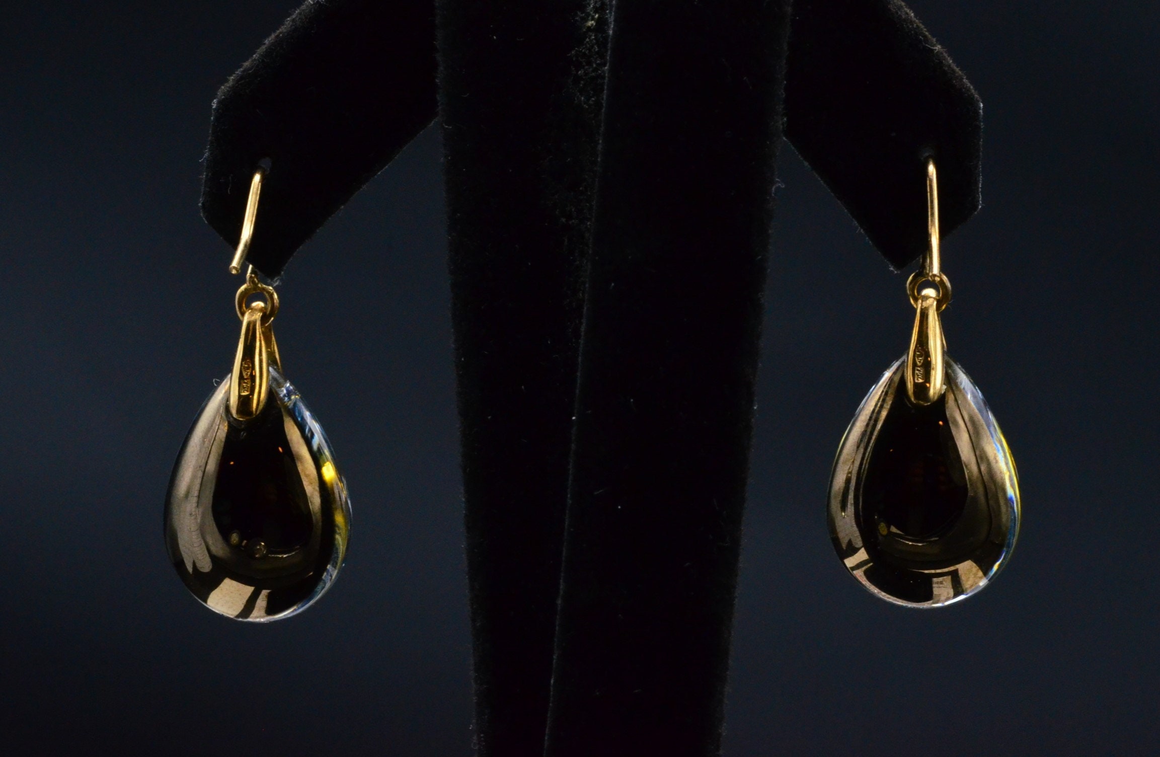 SOLD - The Baccarat Earrings: Baccarat Signed Psychedelic Earrings in Yellow Gold - Image 3