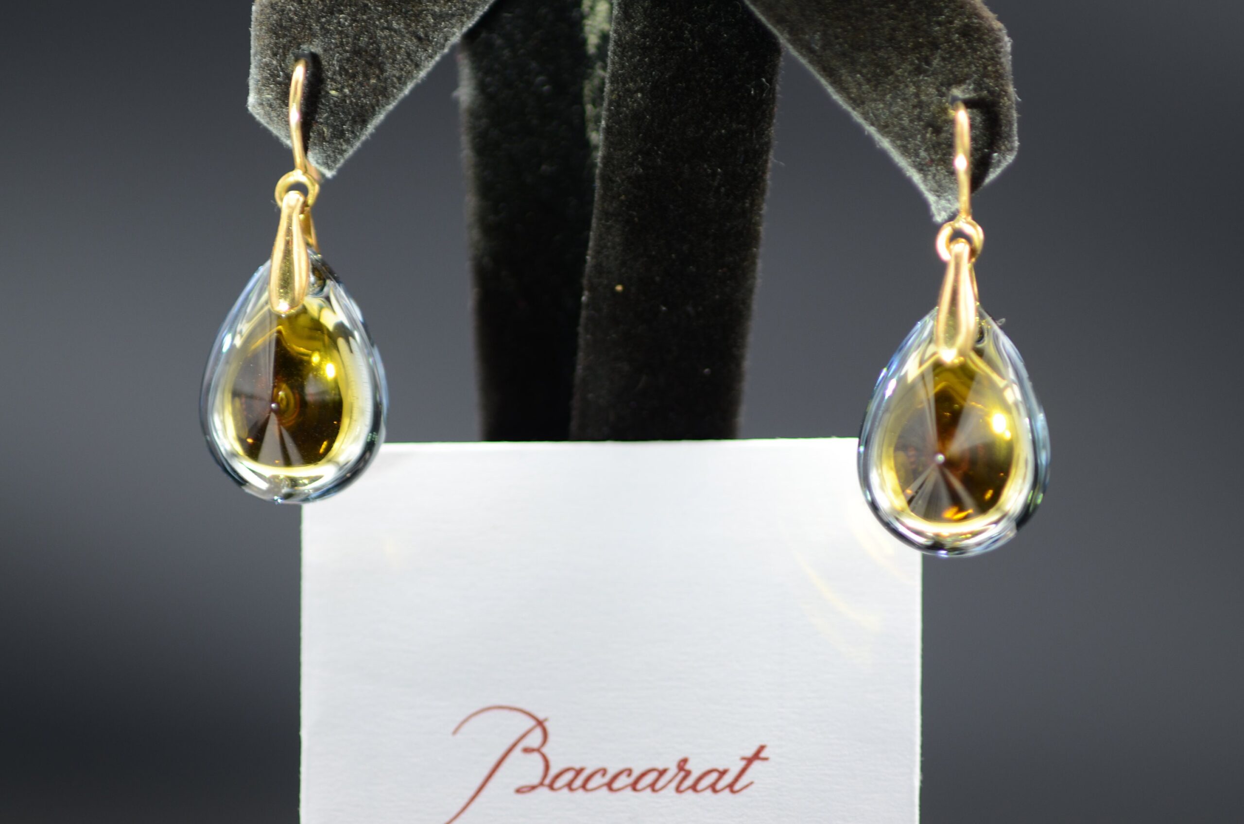 SOLD - The Baccarat Earrings: Baccarat Signed Psychedelic Earrings in Yellow Gold - Image 5
