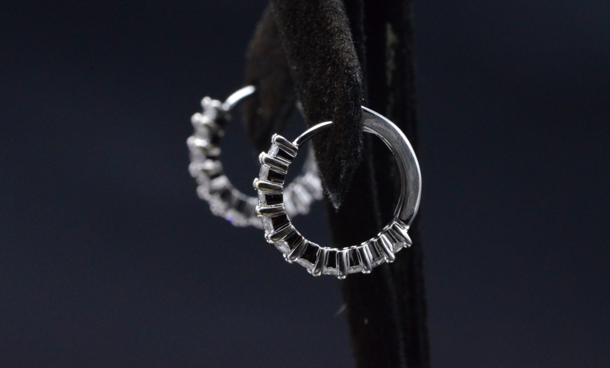 The Wade: White Gold Diamond Huggie Earrings - Image 3