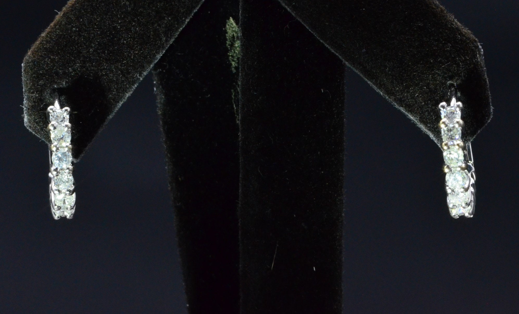 The Wade: White Gold Diamond Huggie Earrings - Image 5