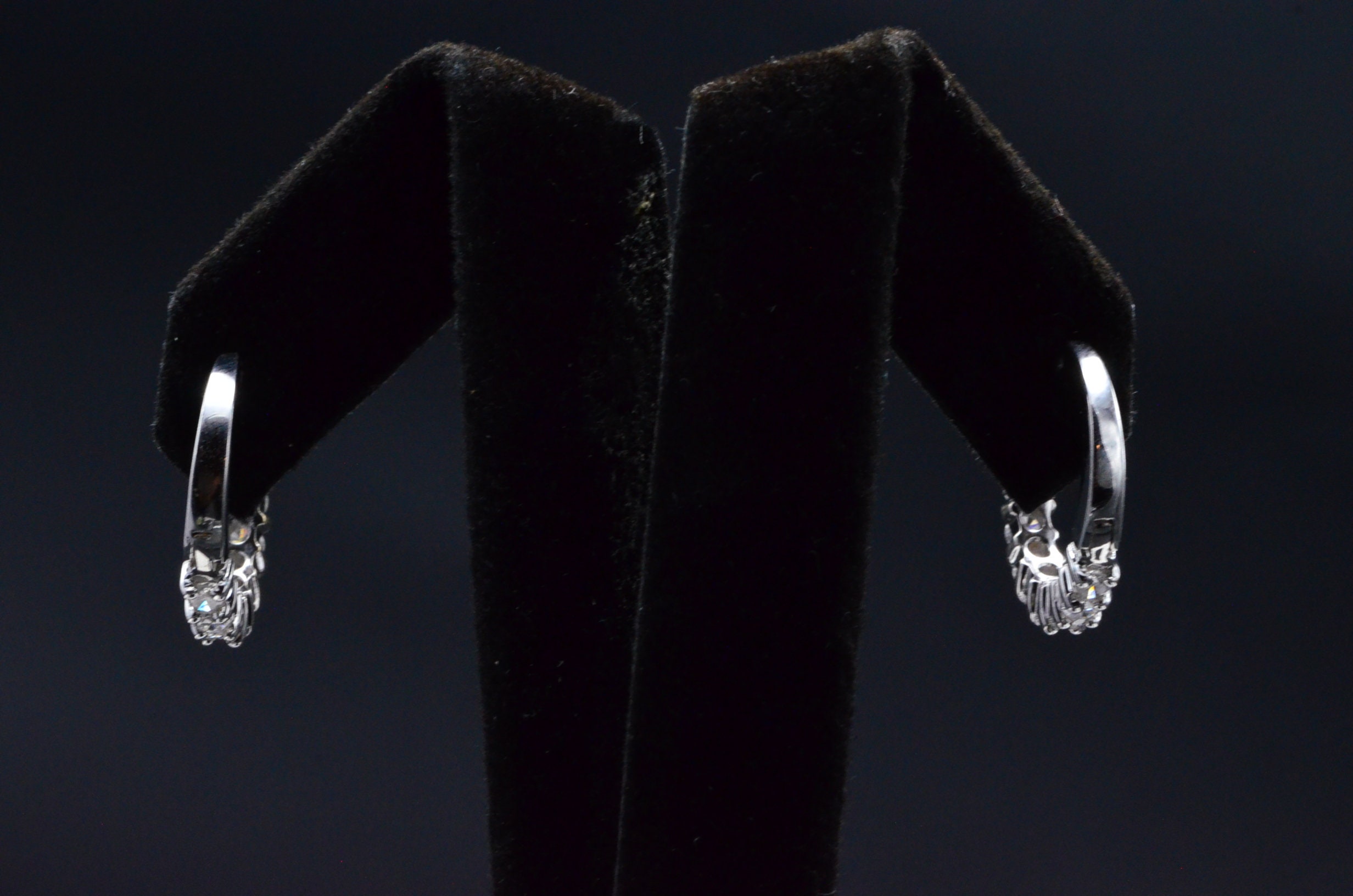 The Wade: White Gold Diamond Huggie Earrings - Image 4