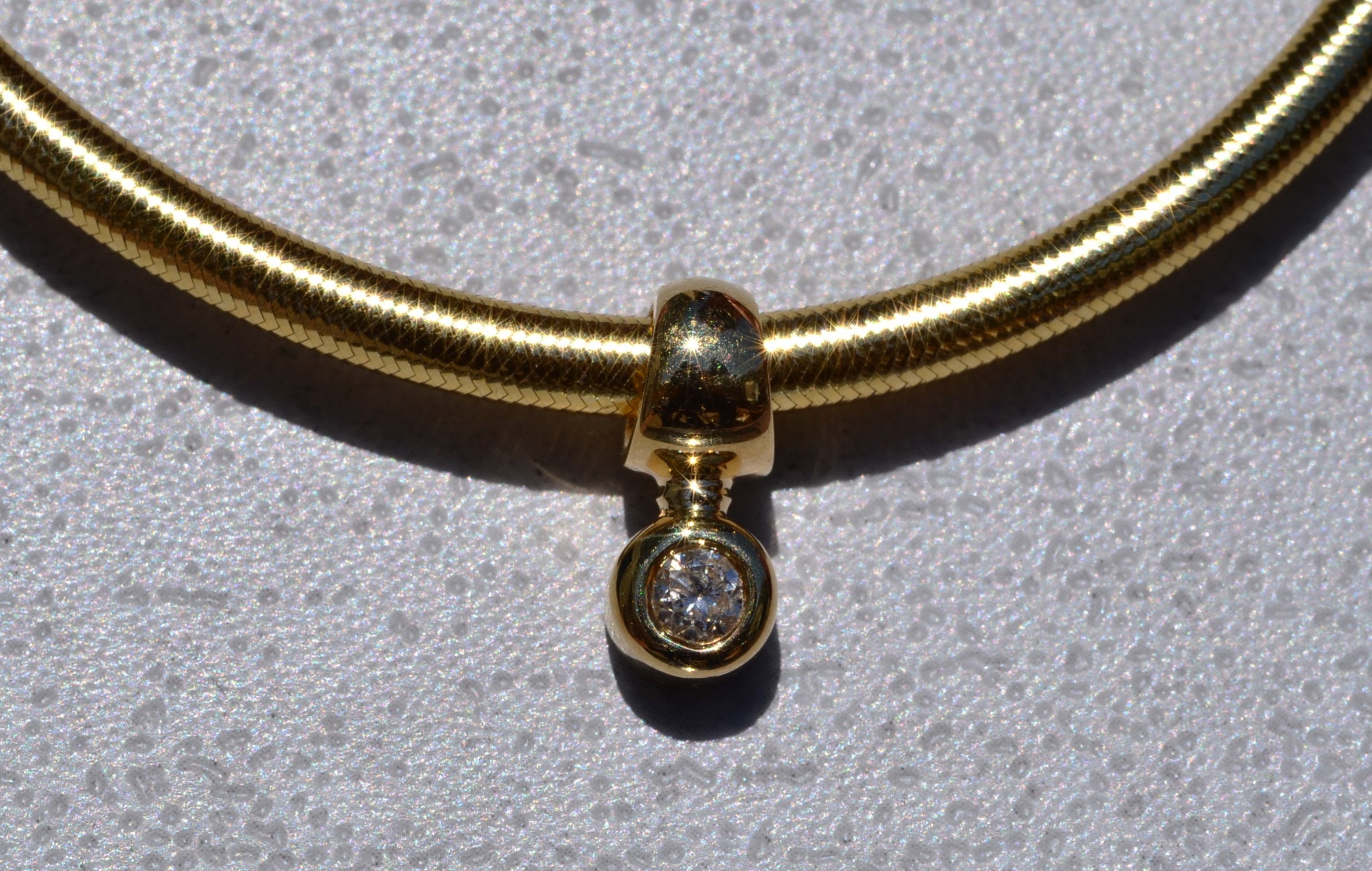 SOLD - The Fairhope: Diamond Slide on Tubular Gold Necklace - Image 2