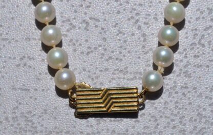 The Miki:  Mikimoto Pearl Strand with Yellow Gold Mid Century Clasp - Image 2