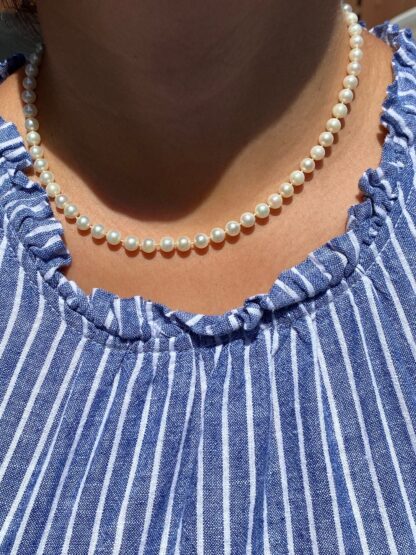 The Miki:  Mikimoto Pearl Strand with Yellow Gold Mid Century Clasp - Image 6