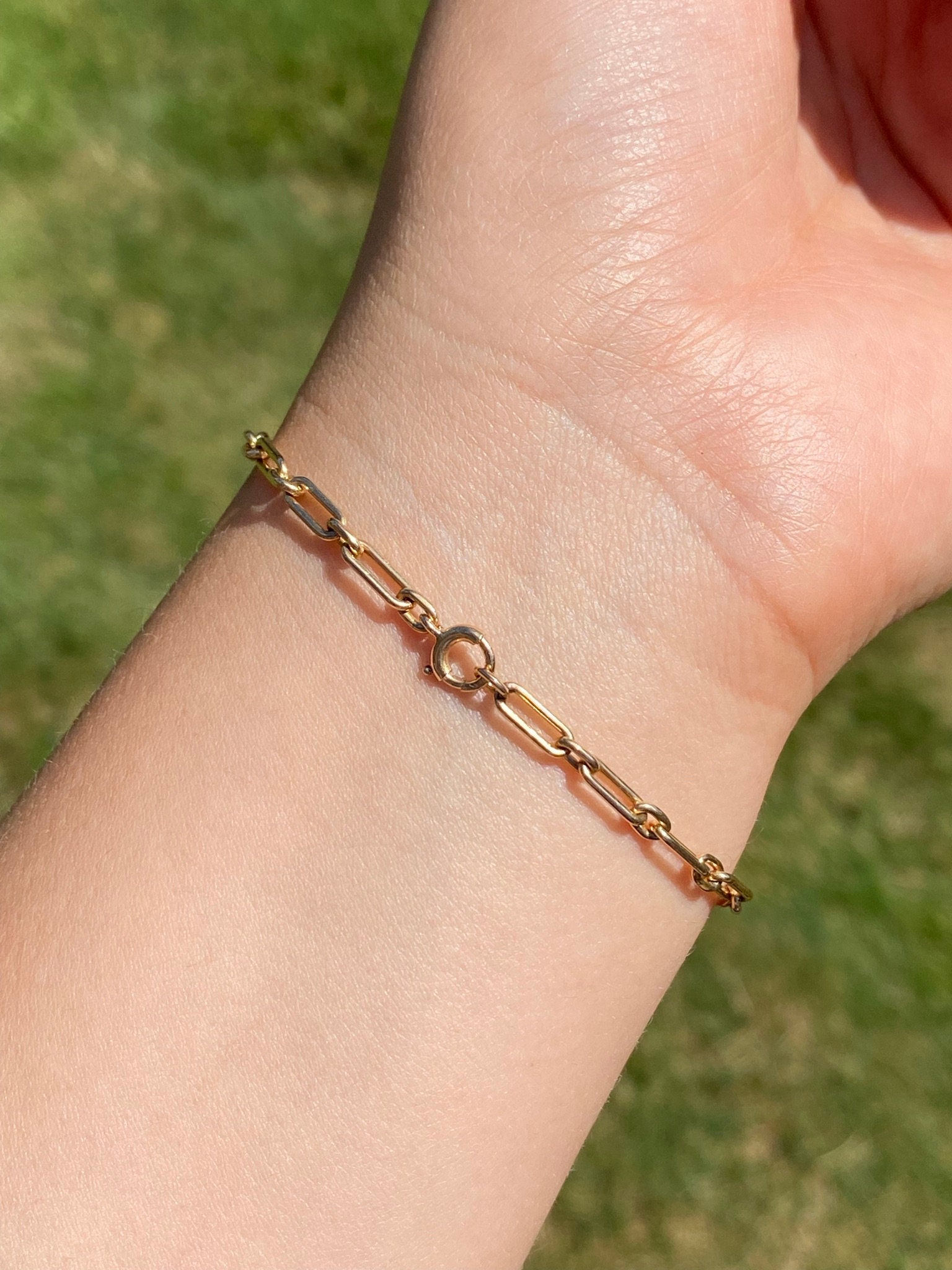 SOLD - The Elberta: Antique Rose Gold Specialty Paperclip Bracelet - Image 5