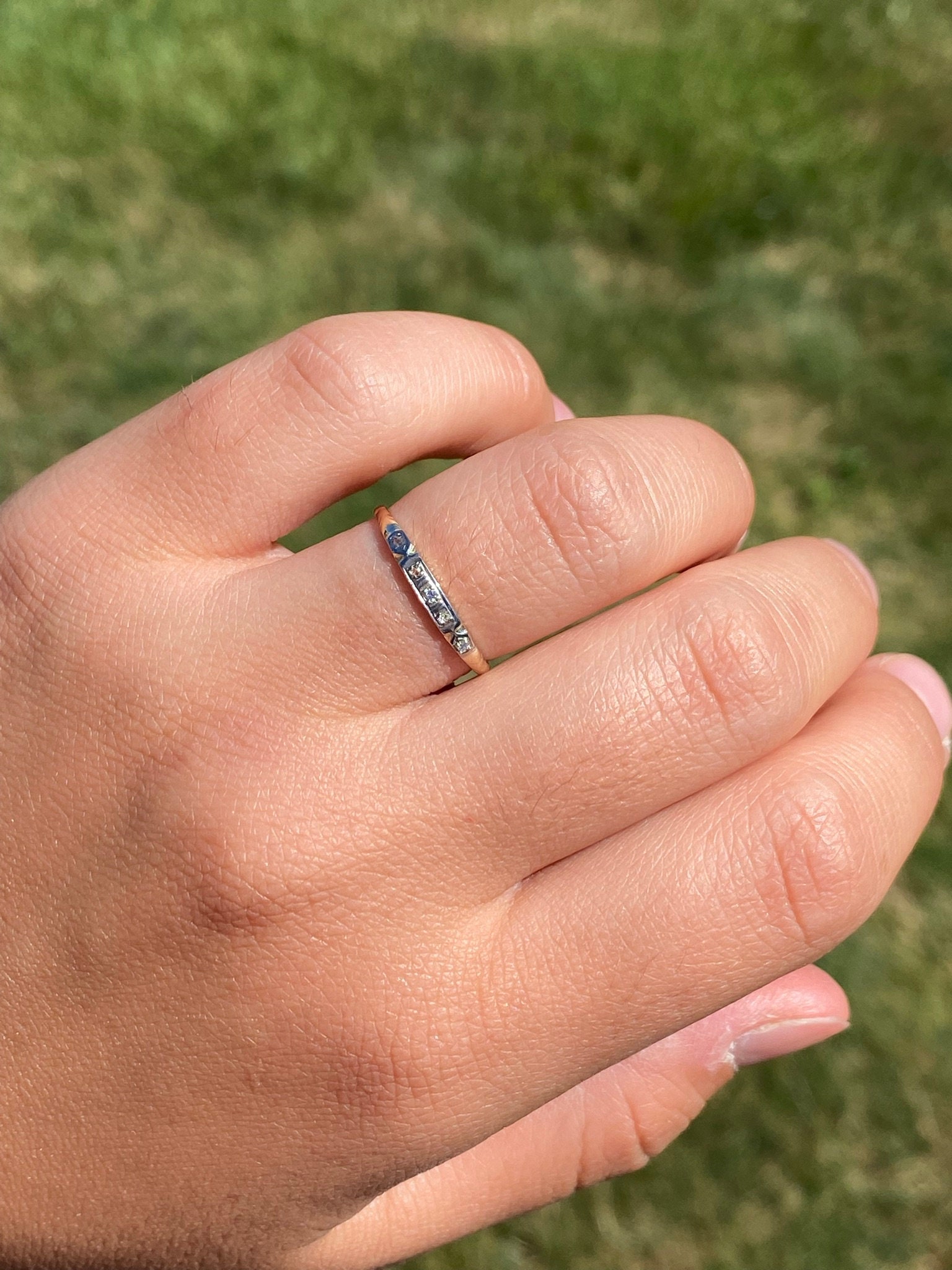 SOLD - The Josephine: Antique Two Tone Diamond Stackable Band - Image 10
