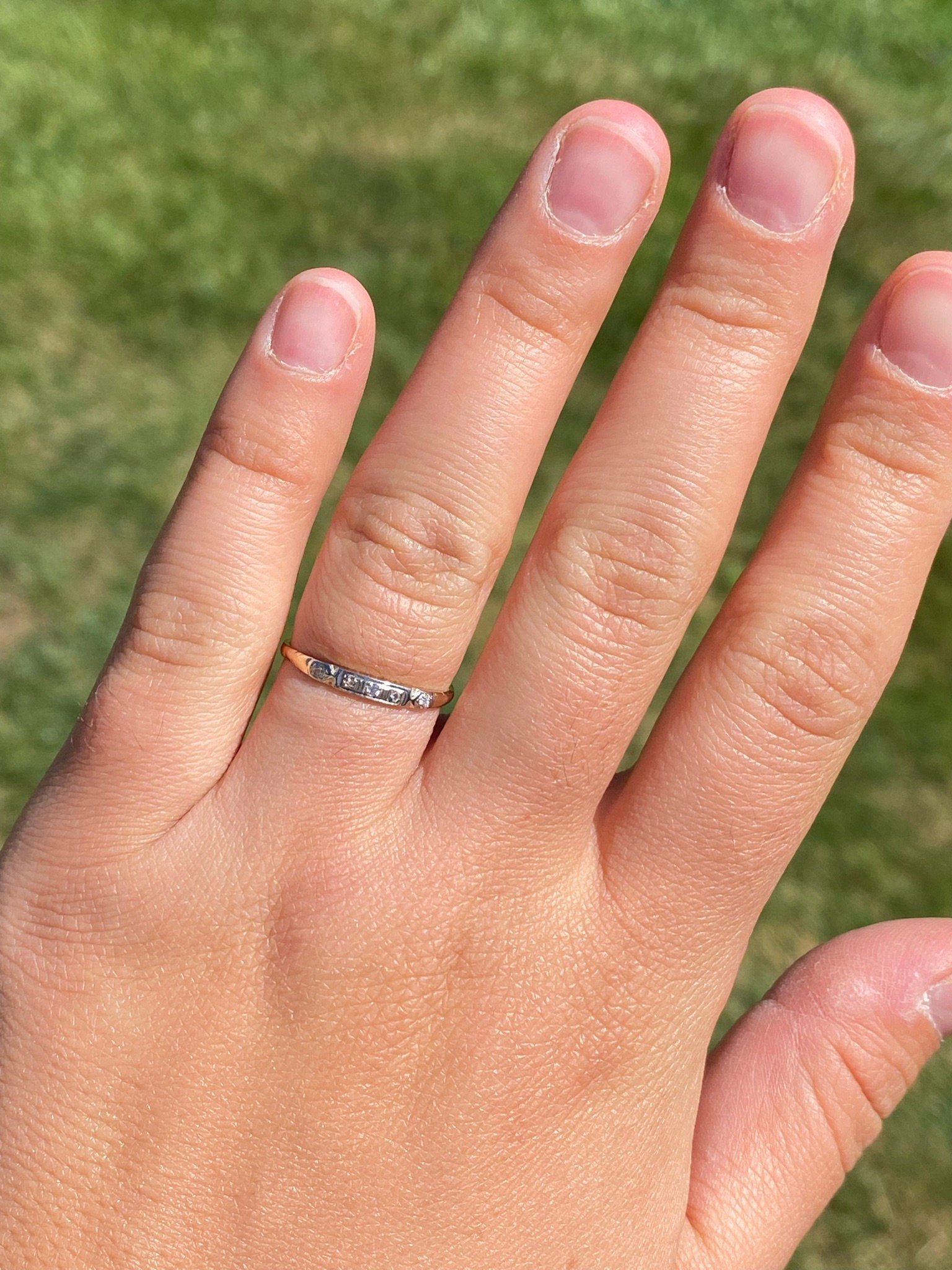 SOLD - The Josephine: Antique Two Tone Diamond Stackable Band - Image 8